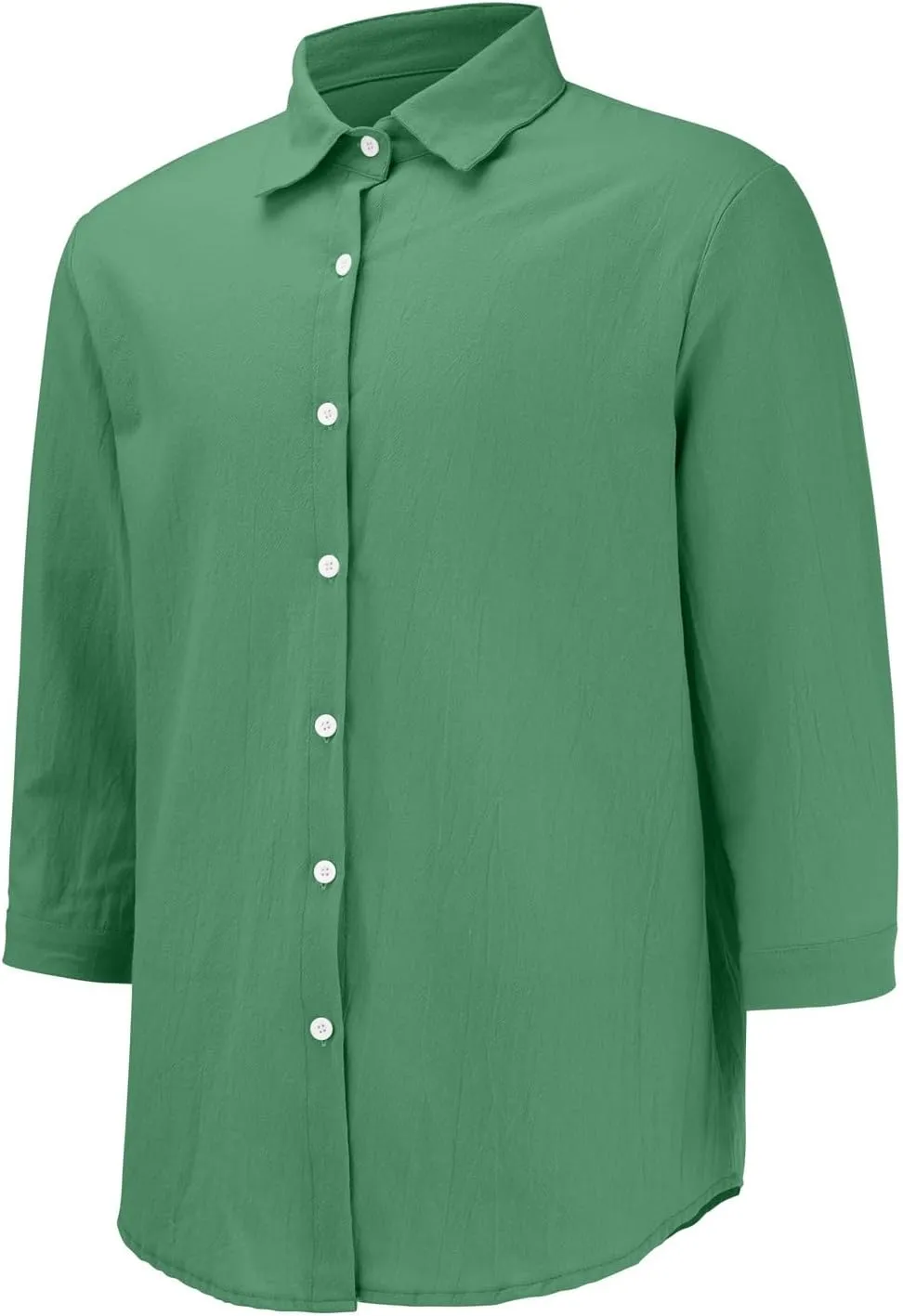 Men's Cotton Linen Shirts Summer Casual Button Down Long Sleeve Shirt Lightweight Loose Turn Down Collar Blouses