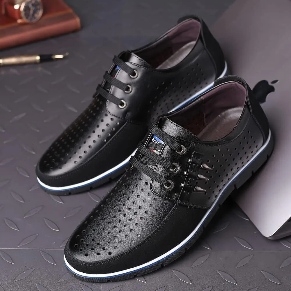 Men's Derby Dress Oxfords Lace-up Orthopedic Casual Walking Shoes Non-Slip Business Office Work Leather Shoes