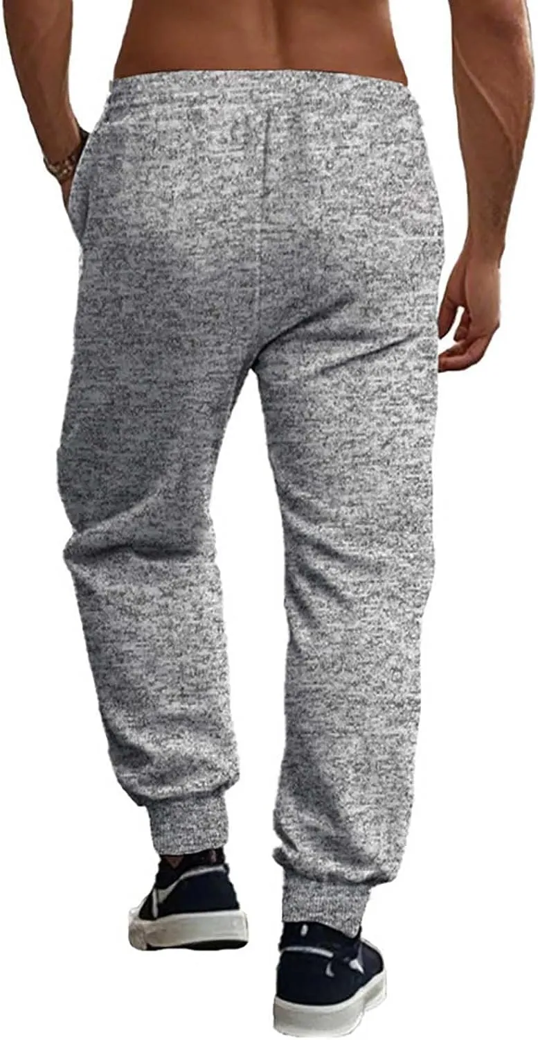 Mens Drawstring Sweatpants Baggy Loose Fit Elastic Waist Cinched Bottom Athletic Pants Tapered Jogger Trousers