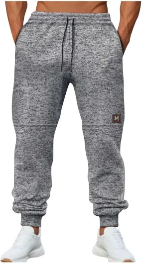 Mens Drawstring Sweatpants Baggy Loose Fit Elastic Waist Cinched Bottom Athletic Pants Tapered Jogger Trousers