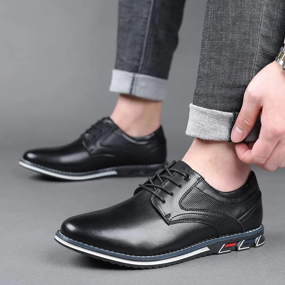 Mens Dress Shoes Breathable Business Oxford Derby Orthopedic Leather Shoes Casual Walking Driving Loafers