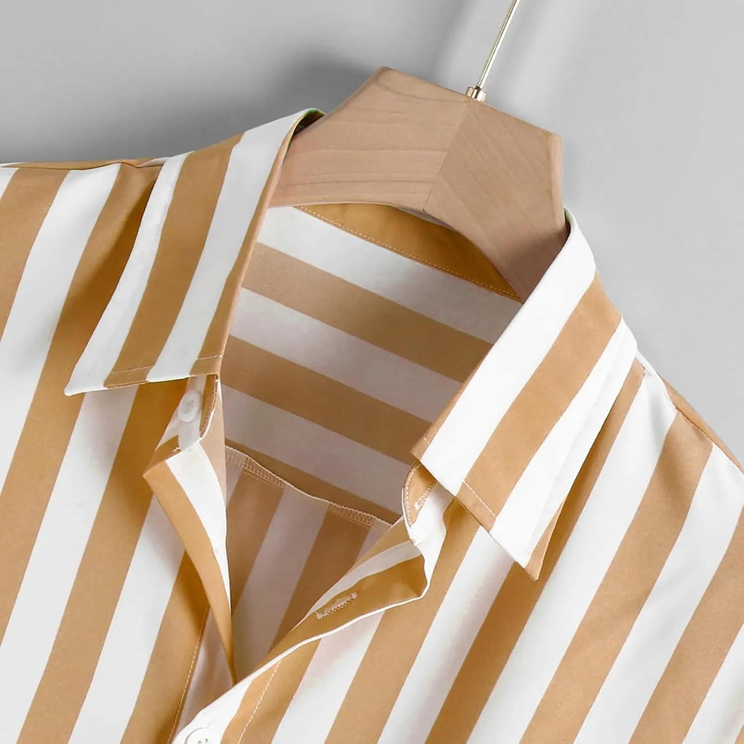 Mens Fashion Striped Shirts Beach Casual Button down Shirts Long Sleeve Dress Shirts Regular Fit Summer Fall Shirts