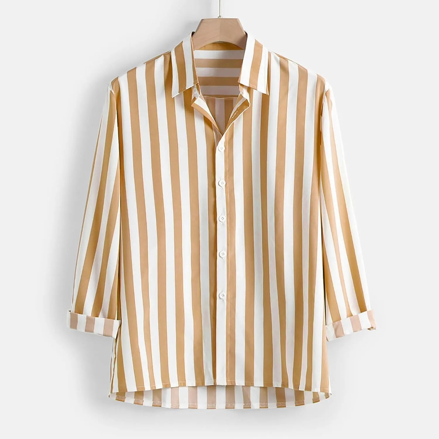 Mens Fashion Striped Shirts Beach Casual Button down Shirts Long Sleeve Dress Shirts Regular Fit Summer Fall Shirts