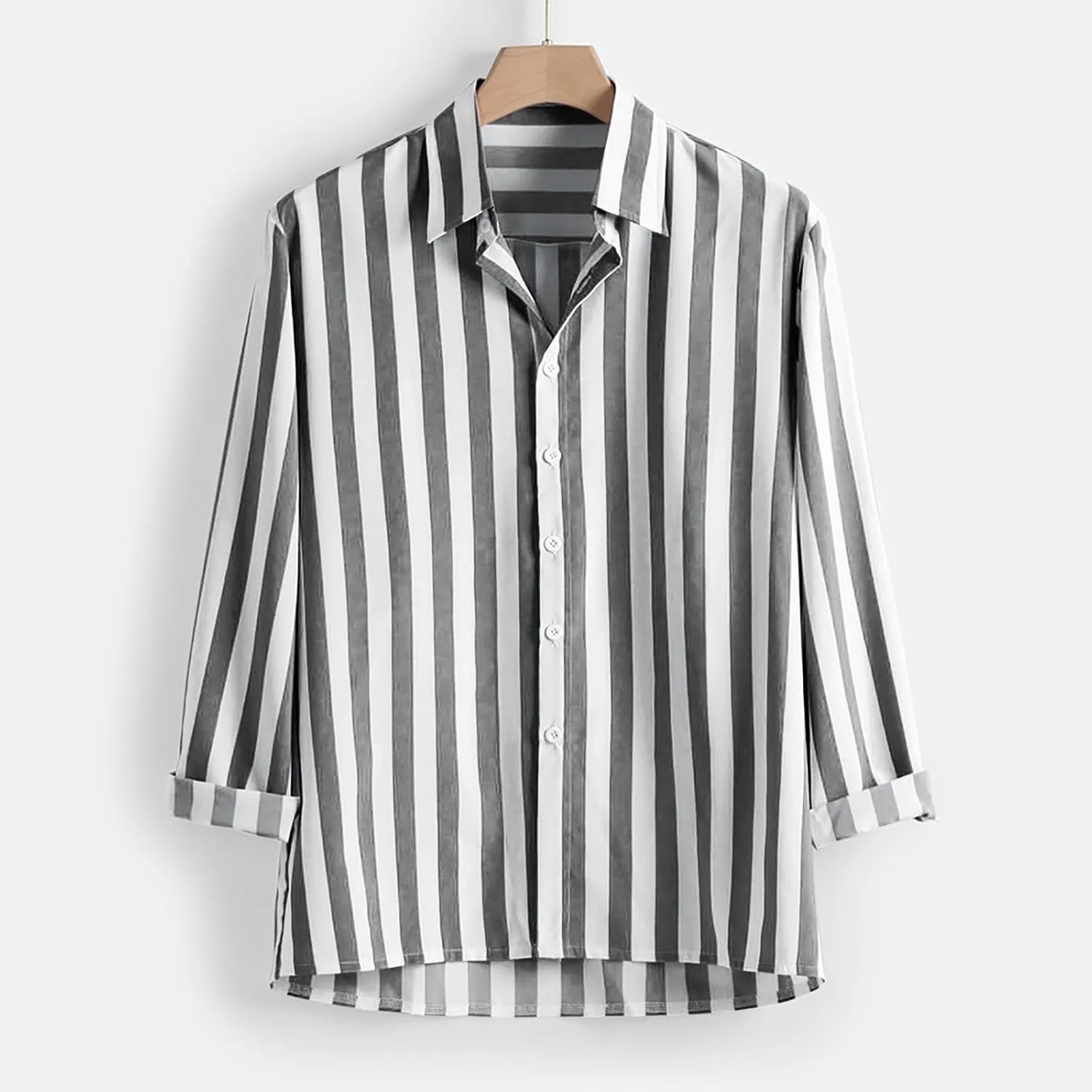 Mens Fashion Striped Shirts Beach Casual Button down Shirts Long Sleeve Dress Shirts Regular Fit Summer Fall Shirts