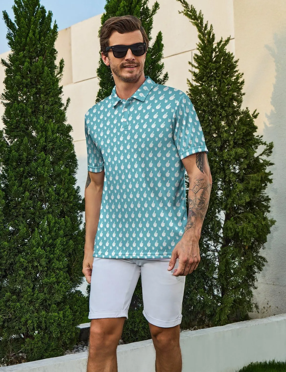Mens Golf Shirts Shark Golf Polo Shirts for Men Short Sleeve Polo Shirts Golf Mens Polo
