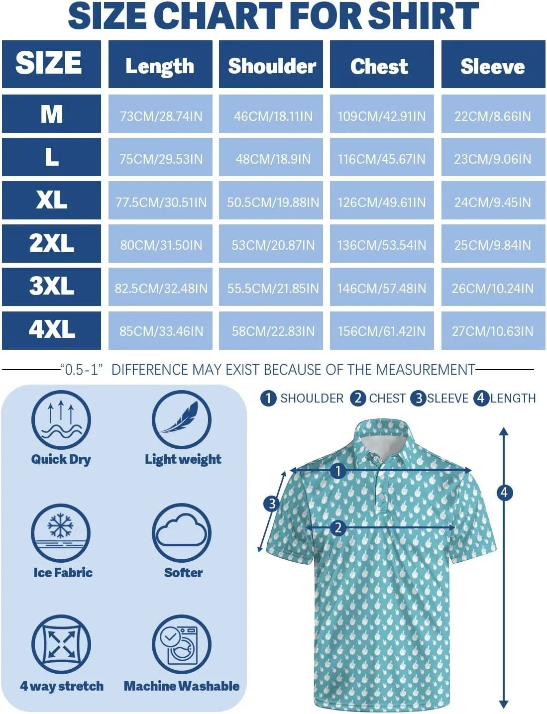 Mens Golf Shirts Shark Golf Polo Shirts for Men Short Sleeve Polo Shirts Golf Mens Polo