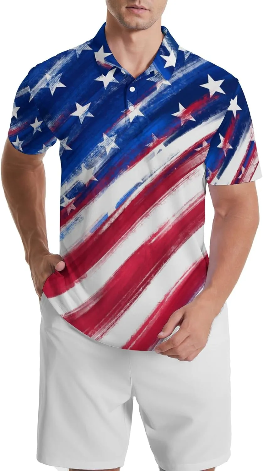 Mens Golf Shirts Shark Golf Polo Shirts for Men Short Sleeve Polo Shirts Golf Mens Polo