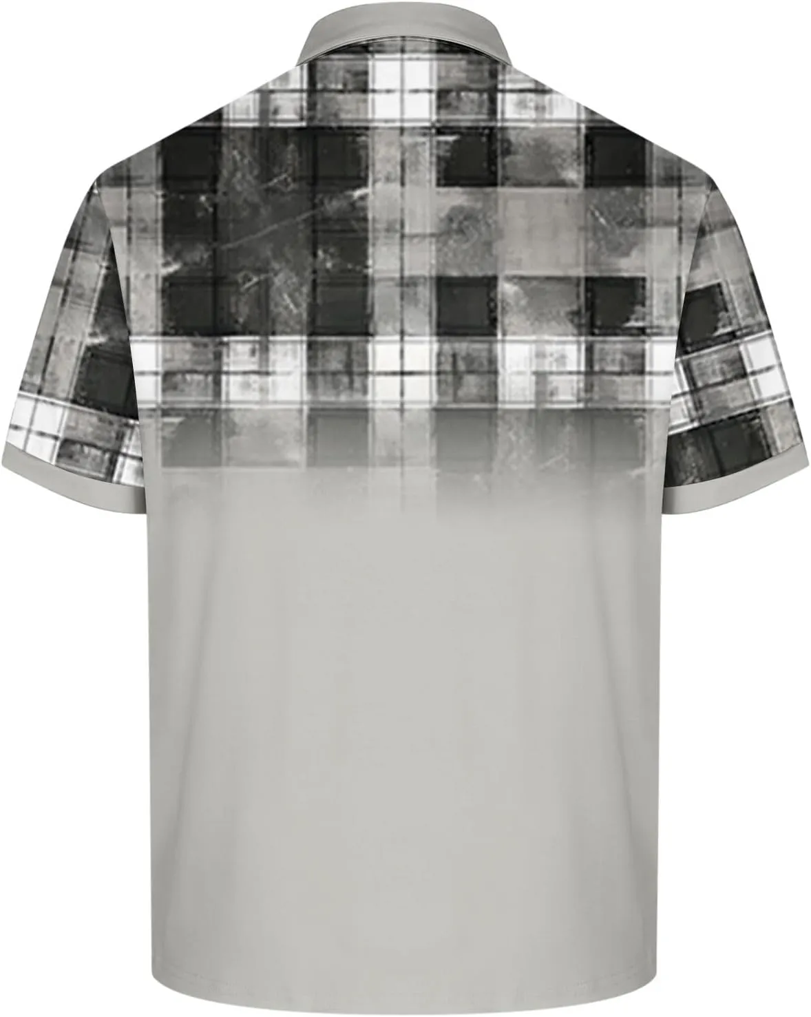 Mens Golf Shirts Short Sleeve Big and Tall Plaid Shirt for Men Button Collared Tee Shirt Moisture Wicking Tshirt for Men