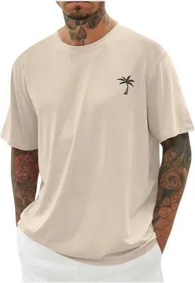 Mens Graphic T-Shirts Casual Short Sleeve Vintage Oversized Loose Summer Tees Tree Printed Fashion Crewneck Shirt