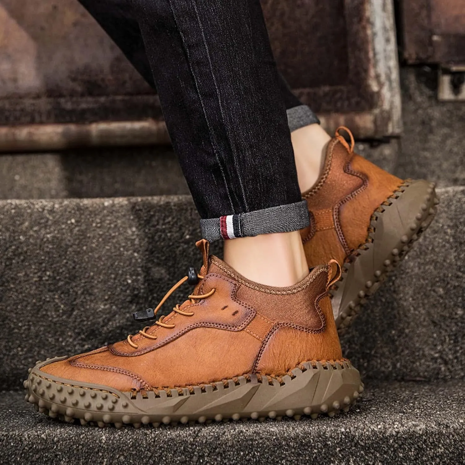 Mens Hiking Shoes, Mens Leather Boots, Slip-Ons Lightweight Comfortable Casual Chukka Boots Mens Fashion Sport Business