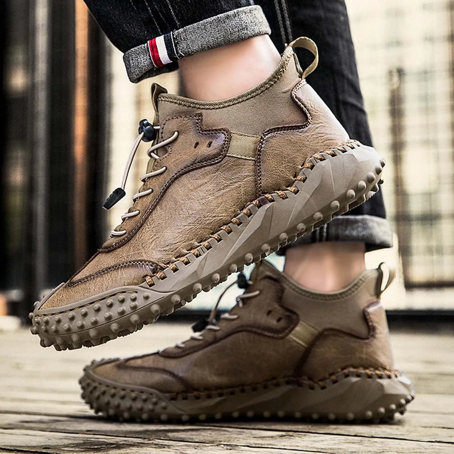Mens Hiking Shoes, Mens Leather Boots, Slip-Ons Lightweight Comfortable Casual Chukka Boots Mens Fashion Sport Business