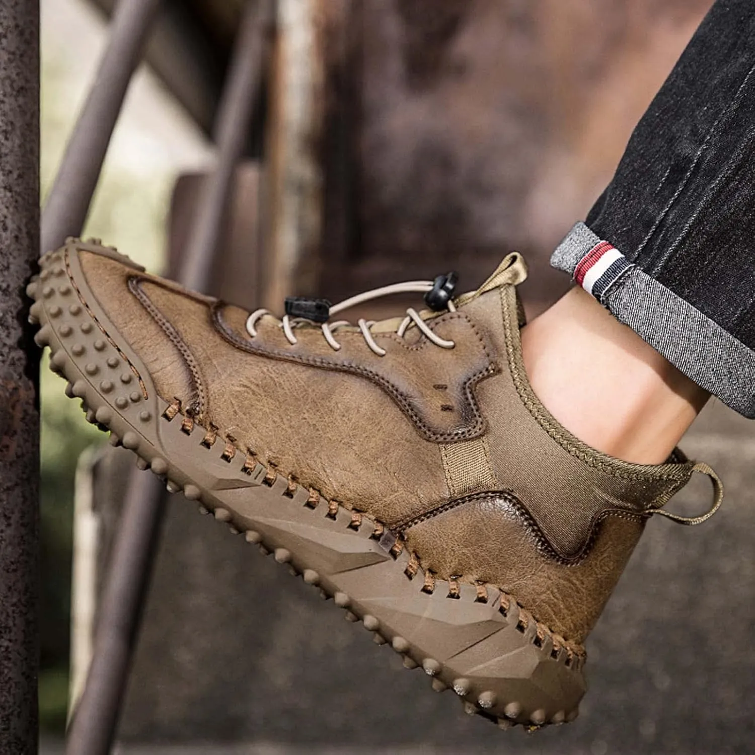 Mens Hiking Shoes, Mens Leather Boots, Slip-Ons Lightweight Comfortable Casual Chukka Boots Mens Fashion Sport Business