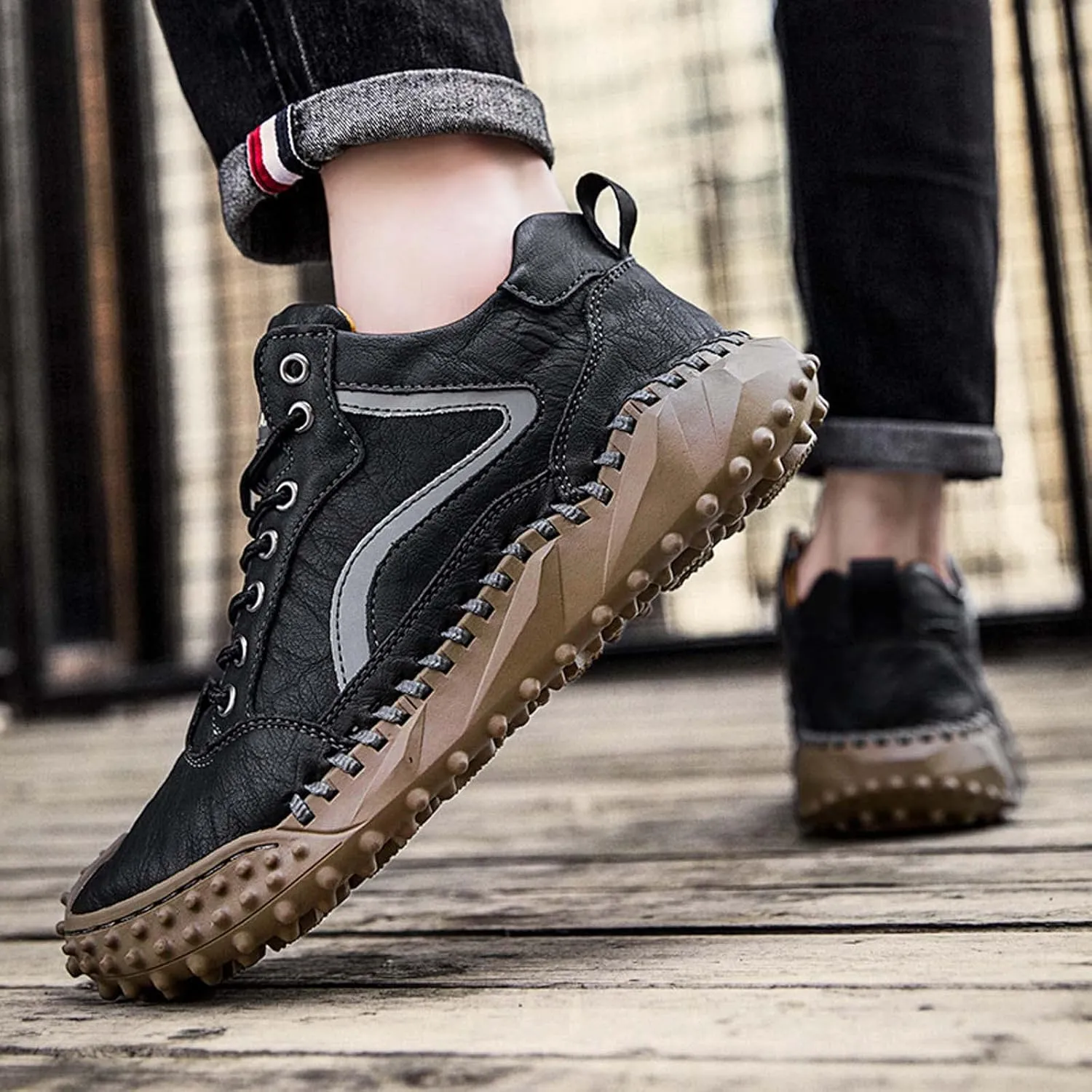 Mens Hiking Shoes, Mens Leather Boots, Slip-Ons Lightweight Comfortable Casual Chukka Boots Mens Fashion Sport Business