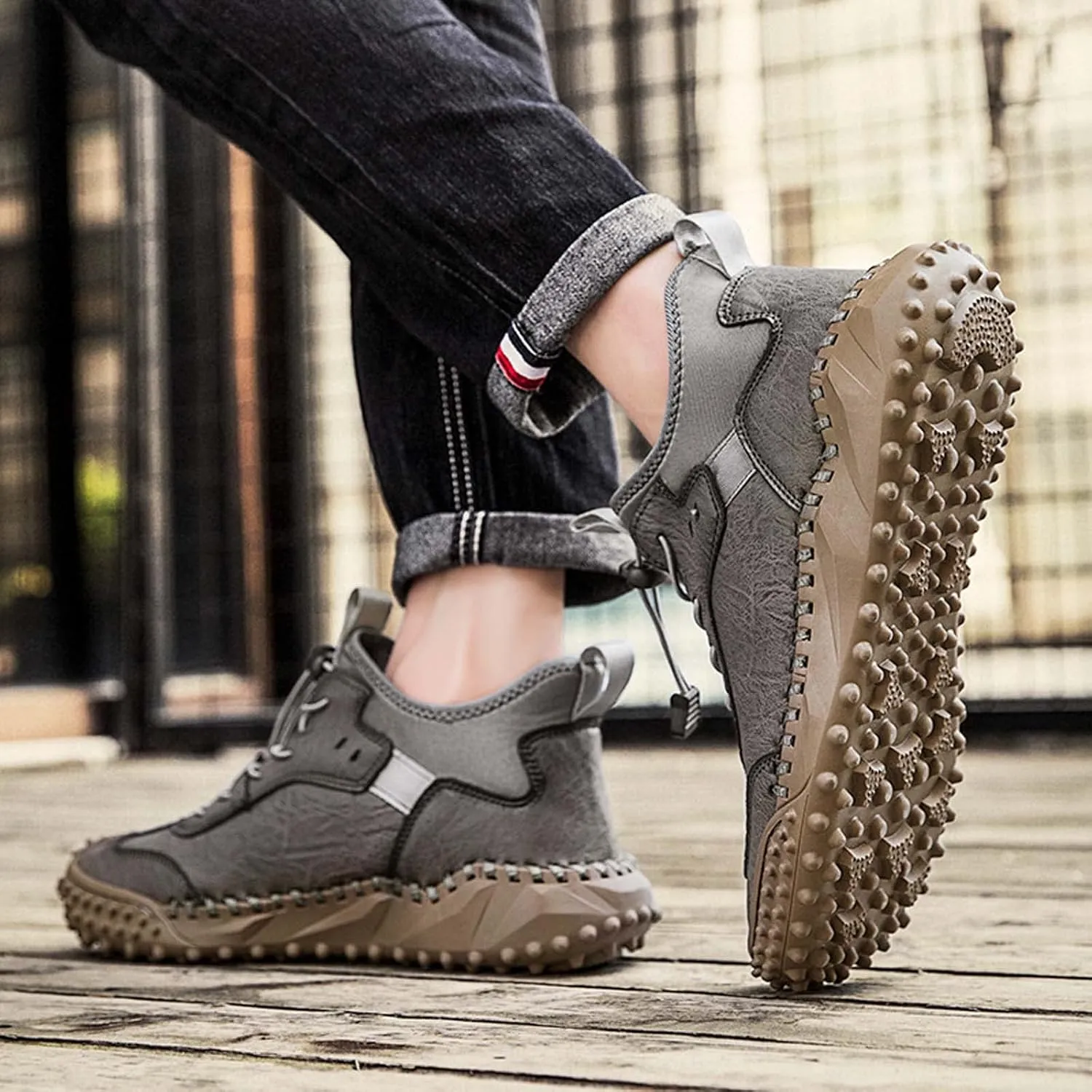 Mens Hiking Shoes, Mens Leather Boots, Slip-Ons Lightweight Comfortable Casual Chukka Boots Mens Fashion Sport Business