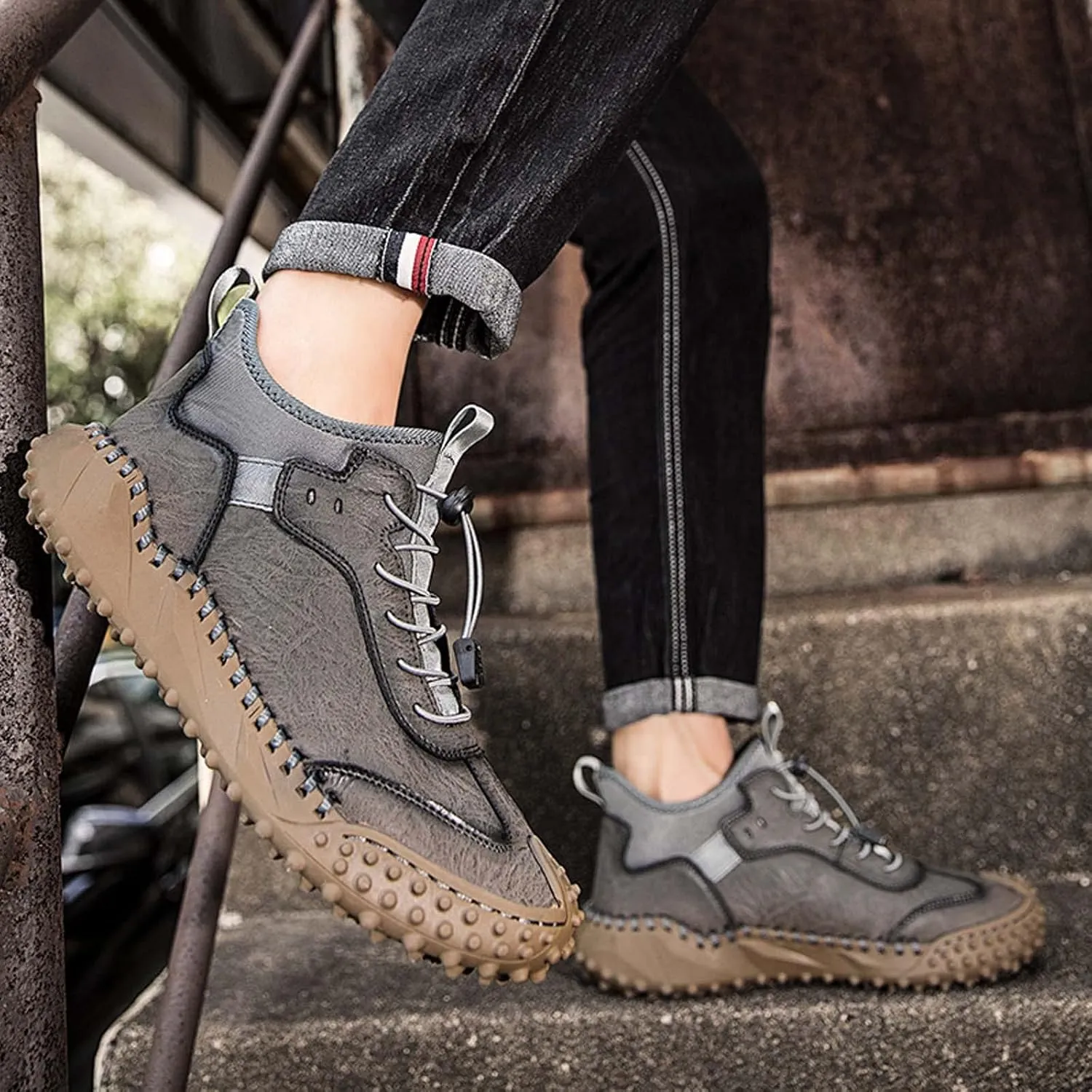 Mens Hiking Shoes, Mens Leather Boots, Slip-Ons Lightweight Comfortable Casual Chukka Boots Mens Fashion Sport Business
