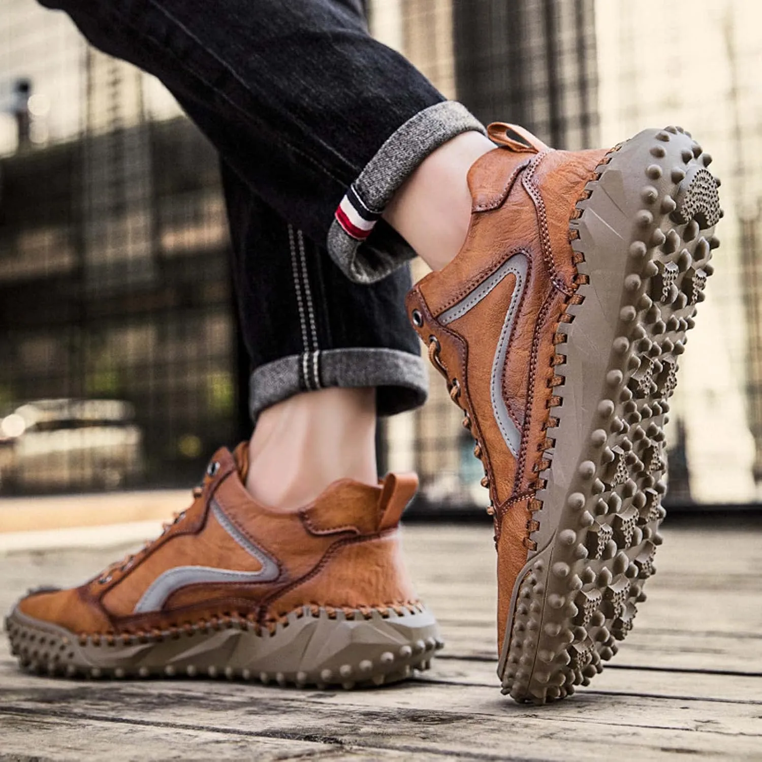 Mens Hiking Shoes, Mens Leather Boots, Slip-Ons Lightweight Comfortable Casual Chukka Boots Mens Fashion Sport Business