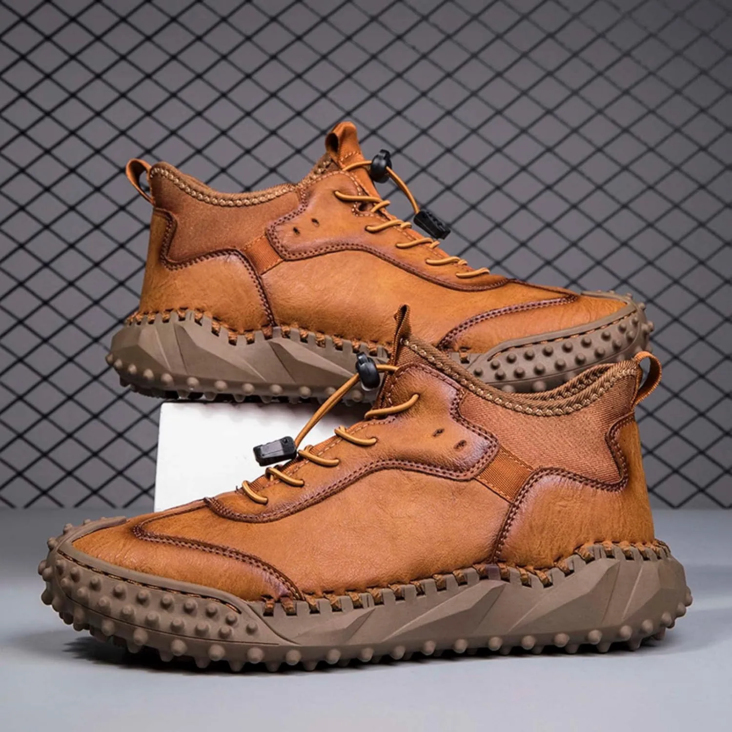 Mens Hiking Shoes, Mens Leather Boots, Slip-Ons Lightweight Comfortable Casual Chukka Boots Mens Fashion Sport Business