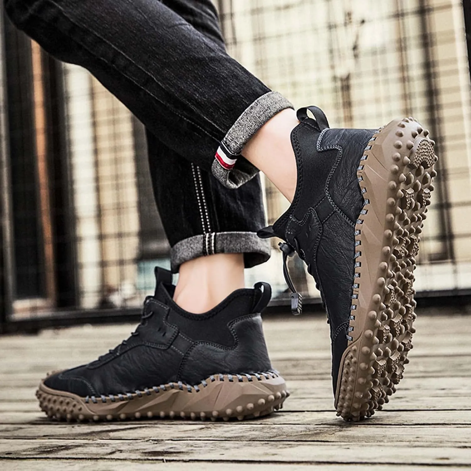Mens Hiking Shoes, Mens Leather Boots, Slip-Ons Lightweight Comfortable Casual Chukka Boots Mens Fashion Sport Business