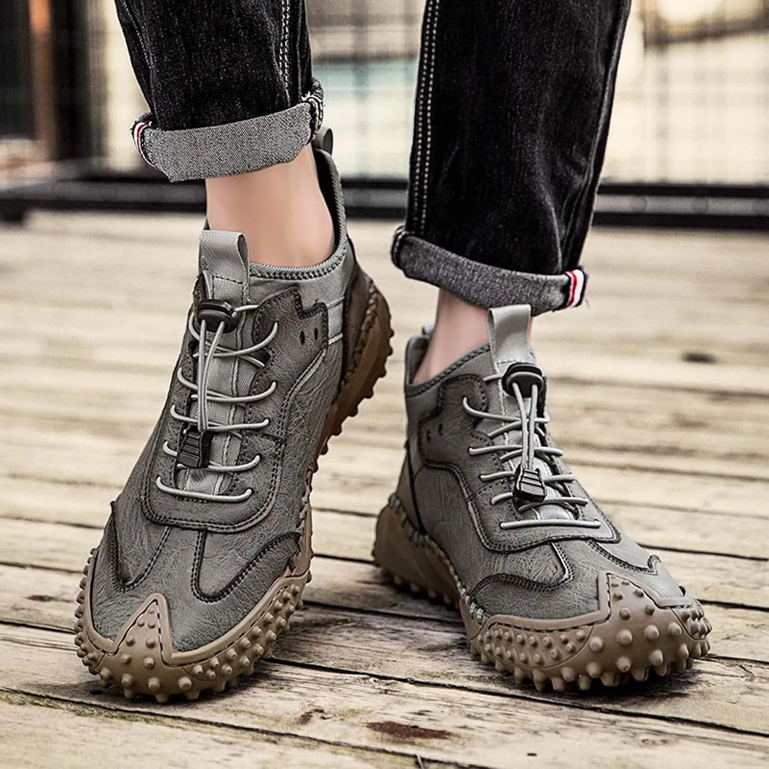 Mens Hiking Shoes, Mens Leather Boots, Slip-Ons Lightweight Comfortable Casual Chukka Boots Mens Fashion Sport Business