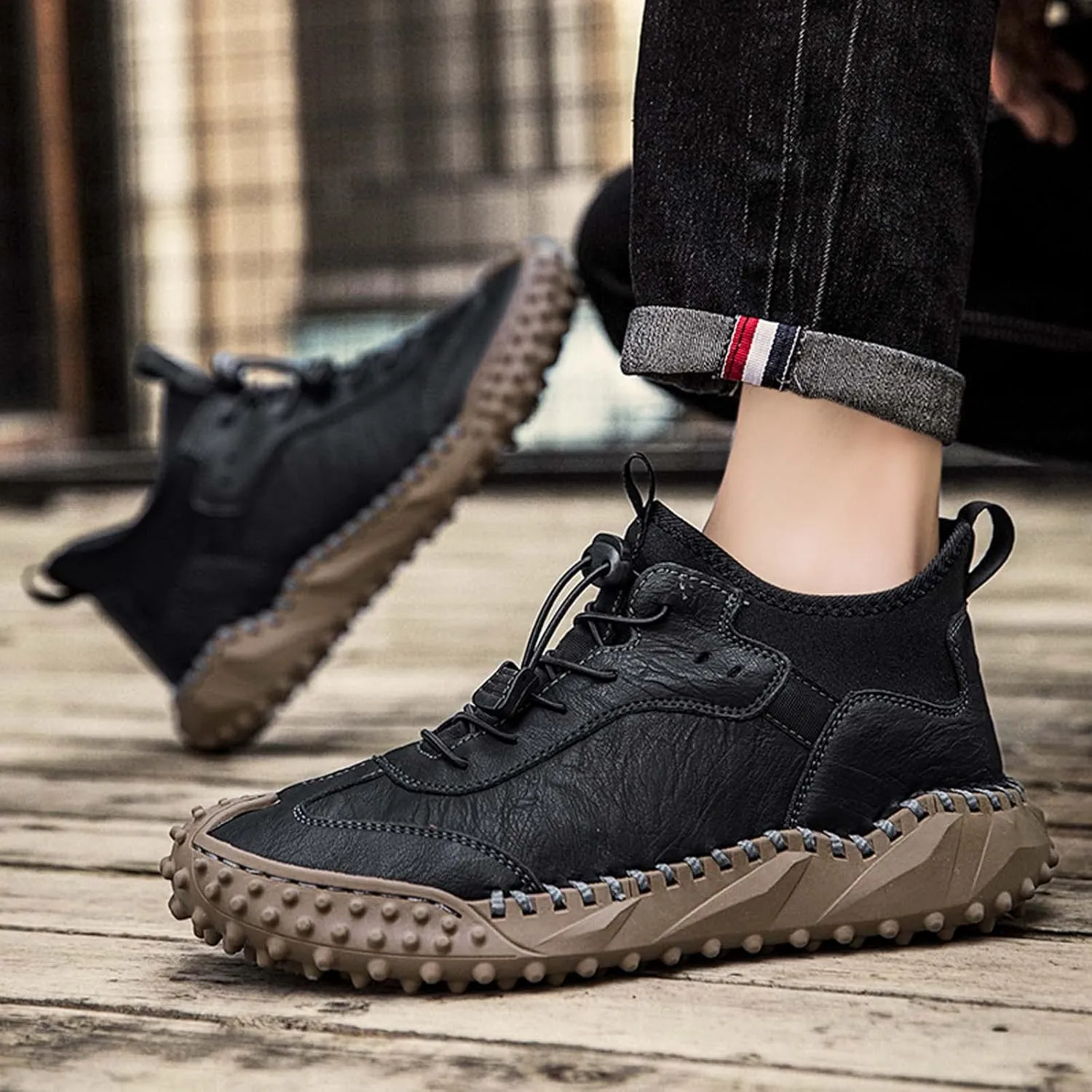 Mens Hiking Shoes, Mens Leather Boots, Slip-Ons Lightweight Comfortable Casual Chukka Boots Mens Fashion Sport Business