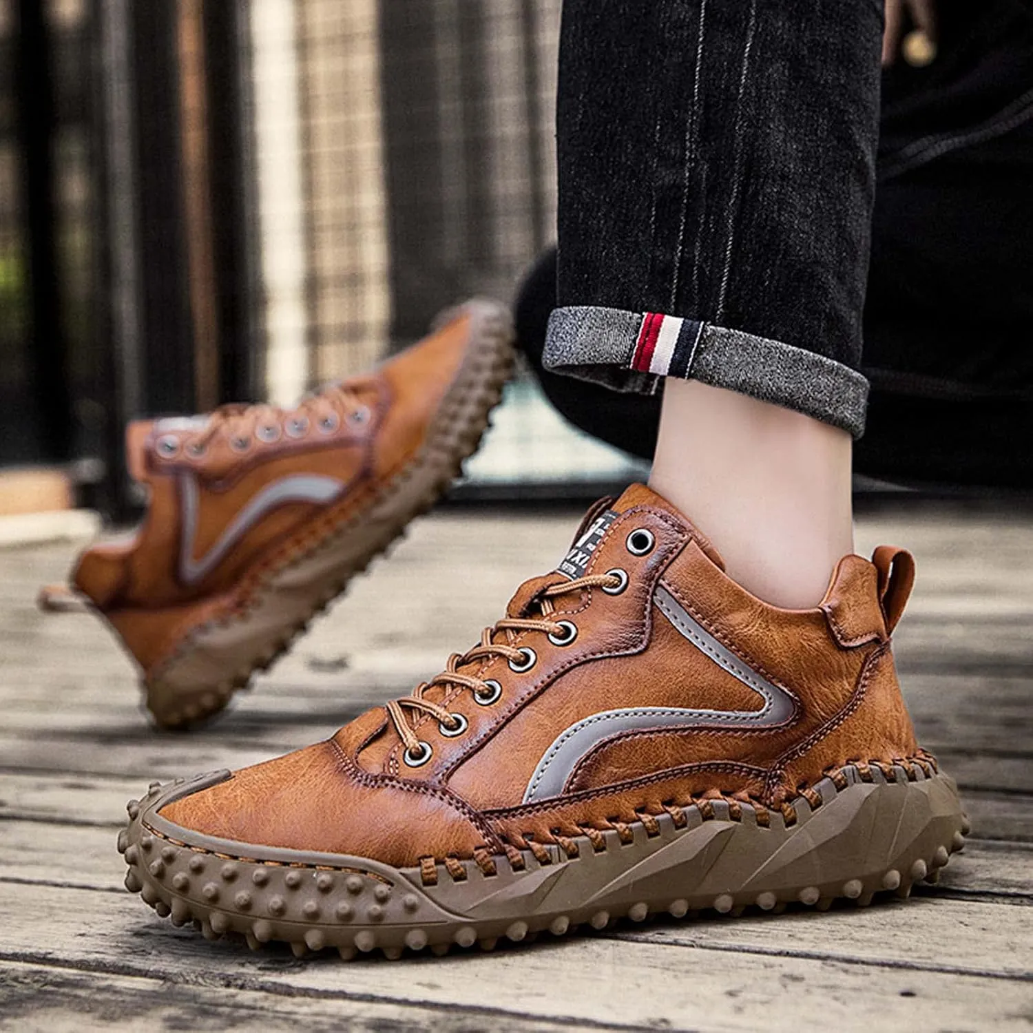Mens Hiking Shoes, Mens Leather Boots, Slip-Ons Lightweight Comfortable Casual Chukka Boots Mens Fashion Sport Business