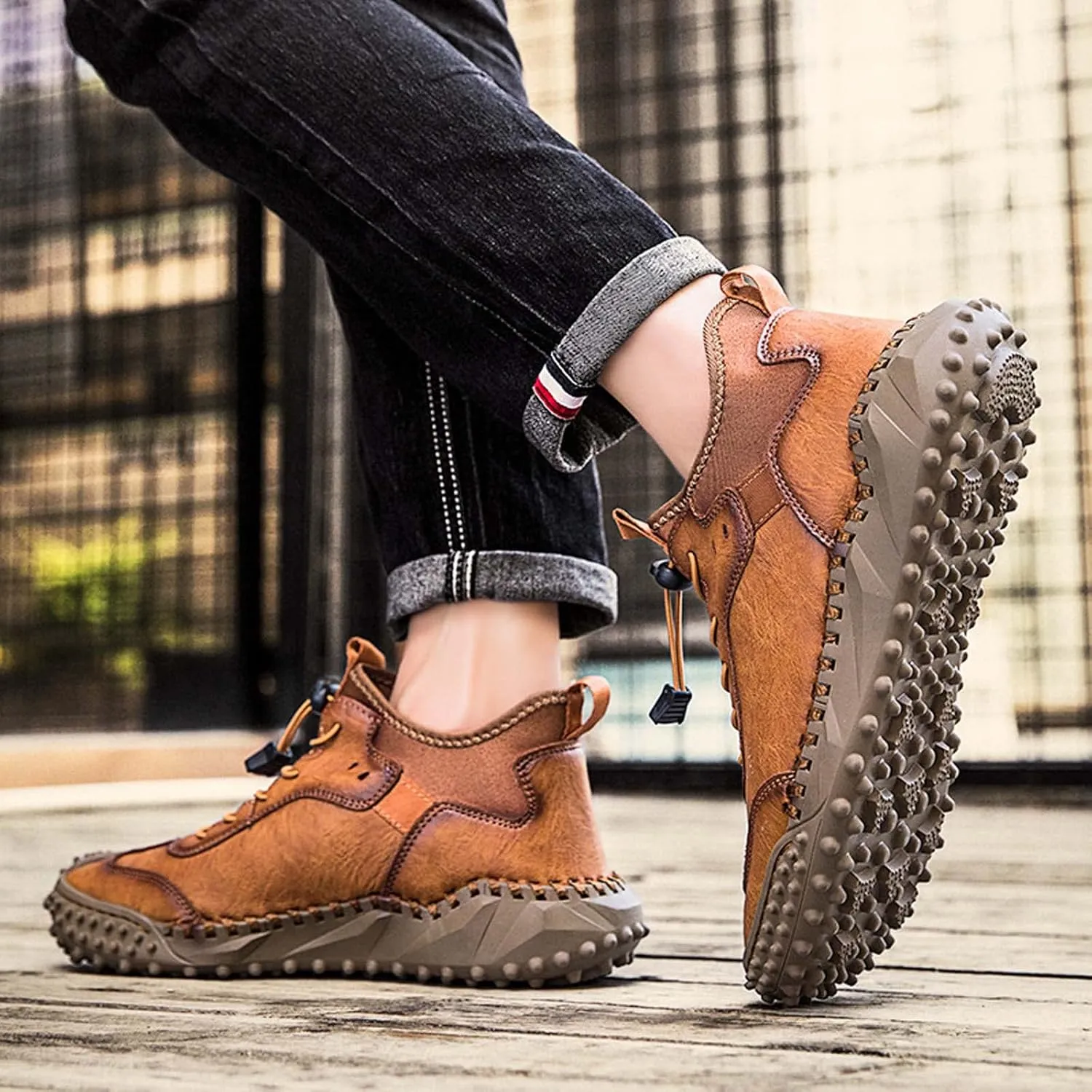 Mens Hiking Shoes, Mens Leather Boots, Slip-Ons Lightweight Comfortable Casual Chukka Boots Mens Fashion Sport Business