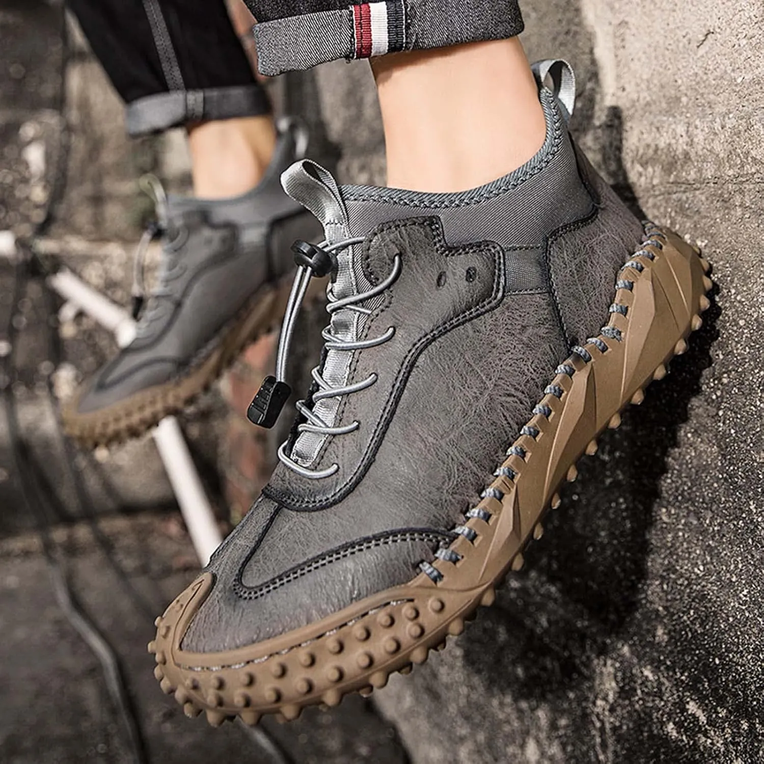 Mens Hiking Shoes, Mens Leather Boots, Slip-Ons Lightweight Comfortable Casual Chukka Boots Mens Fashion Sport Business