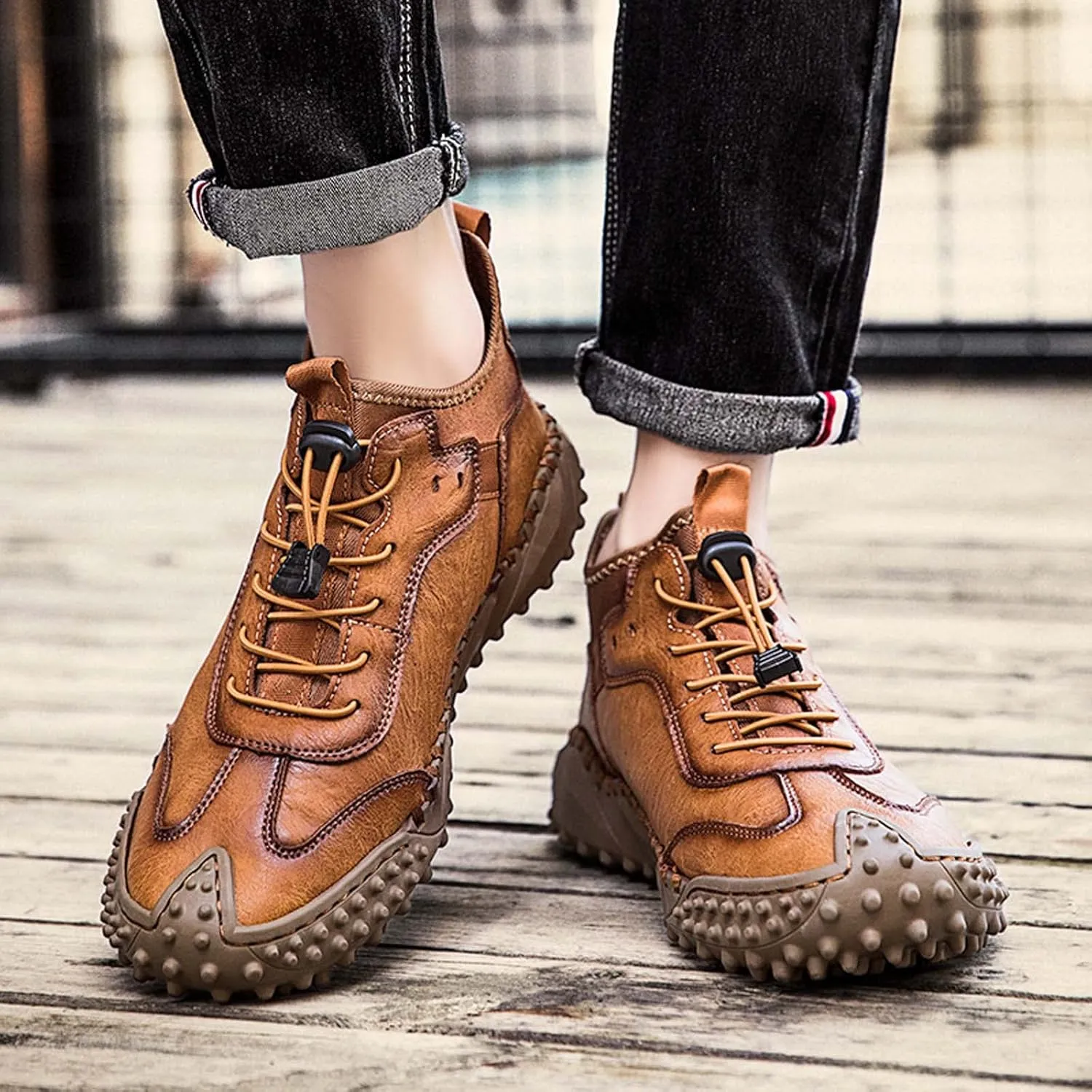 Mens Hiking Shoes, Mens Leather Boots, Slip-Ons Lightweight Comfortable Casual Chukka Boots Mens Fashion Sport Business