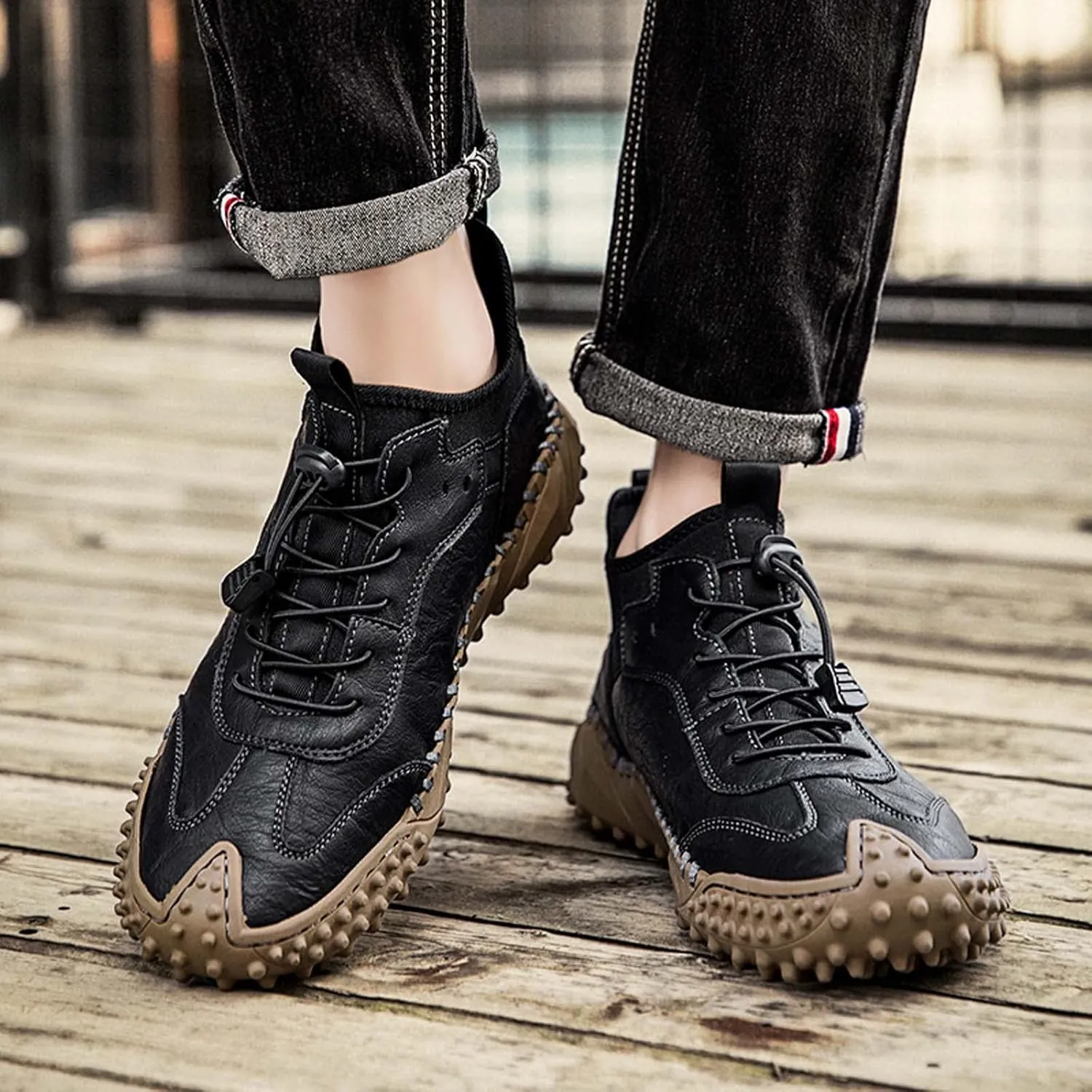 Mens Hiking Shoes, Mens Leather Boots, Slip-Ons Lightweight Comfortable Casual Chukka Boots Mens Fashion Sport Business