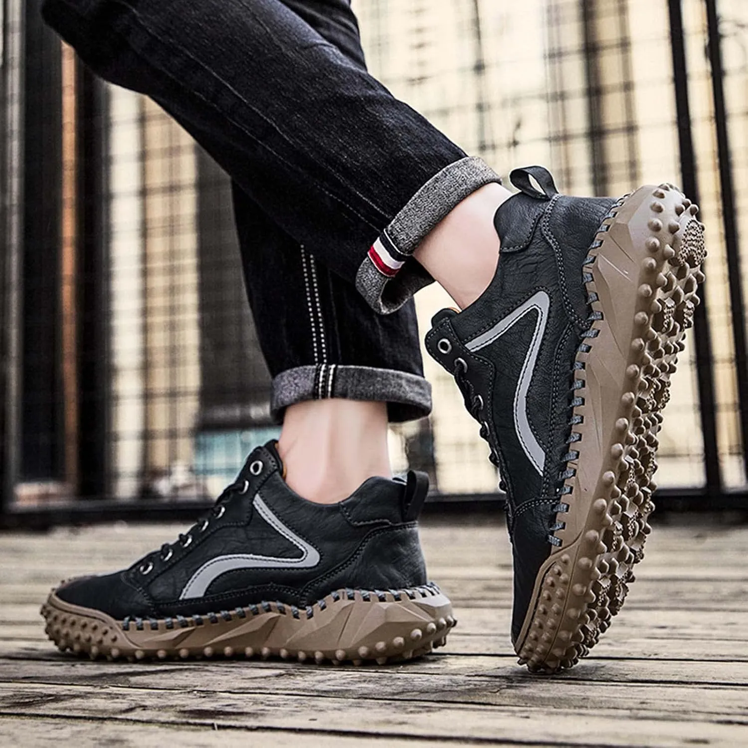 Mens Hiking Shoes, Mens Leather Boots, Slip-Ons Lightweight Comfortable Casual Chukka Boots Mens Fashion Sport Business