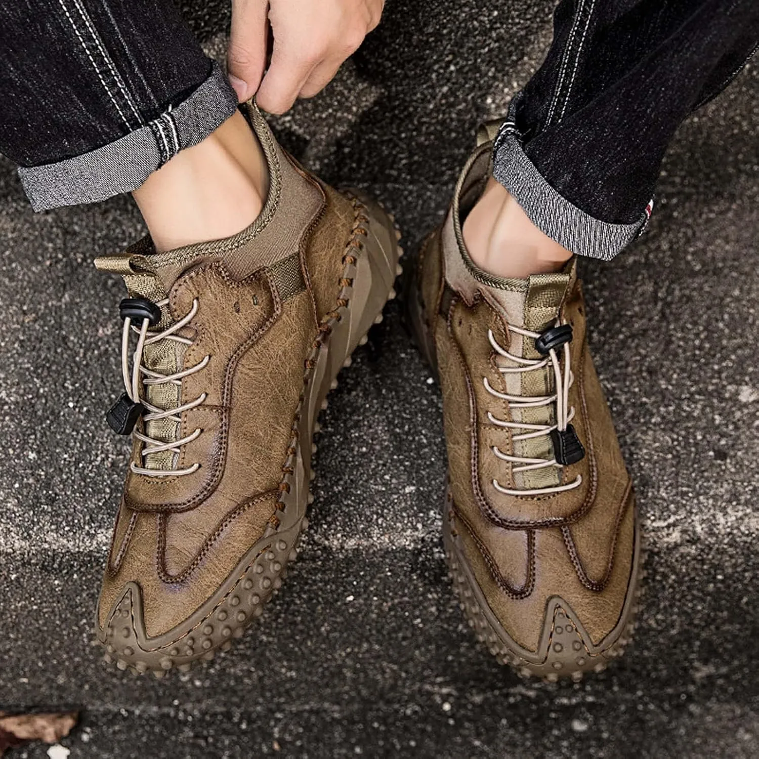 Mens Hiking Shoes, Mens Leather Boots, Slip-Ons Lightweight Comfortable Casual Chukka Boots Mens Fashion Sport Business