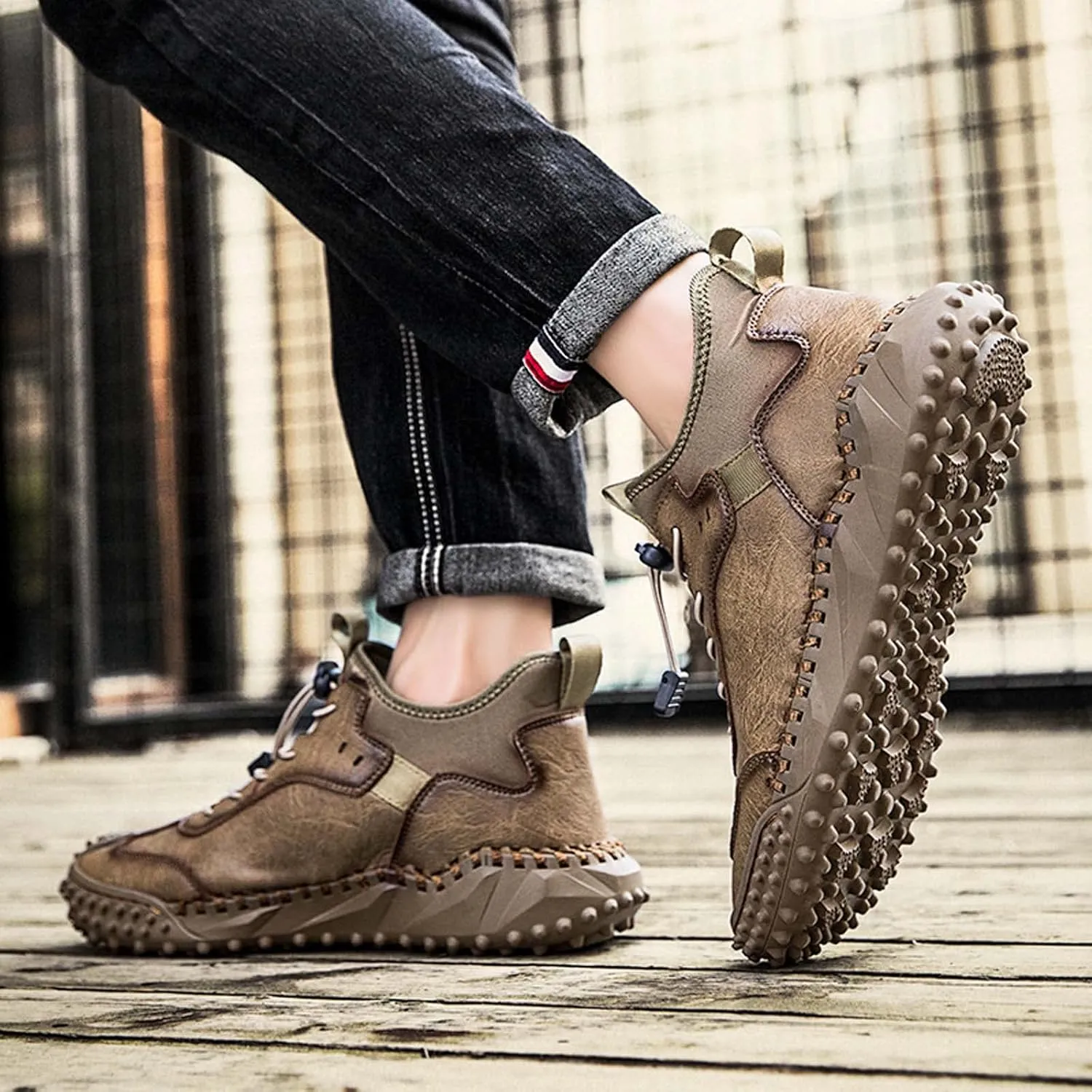 Mens Hiking Shoes, Mens Leather Boots, Slip-Ons Lightweight Comfortable Casual Chukka Boots Mens Fashion Sport Business