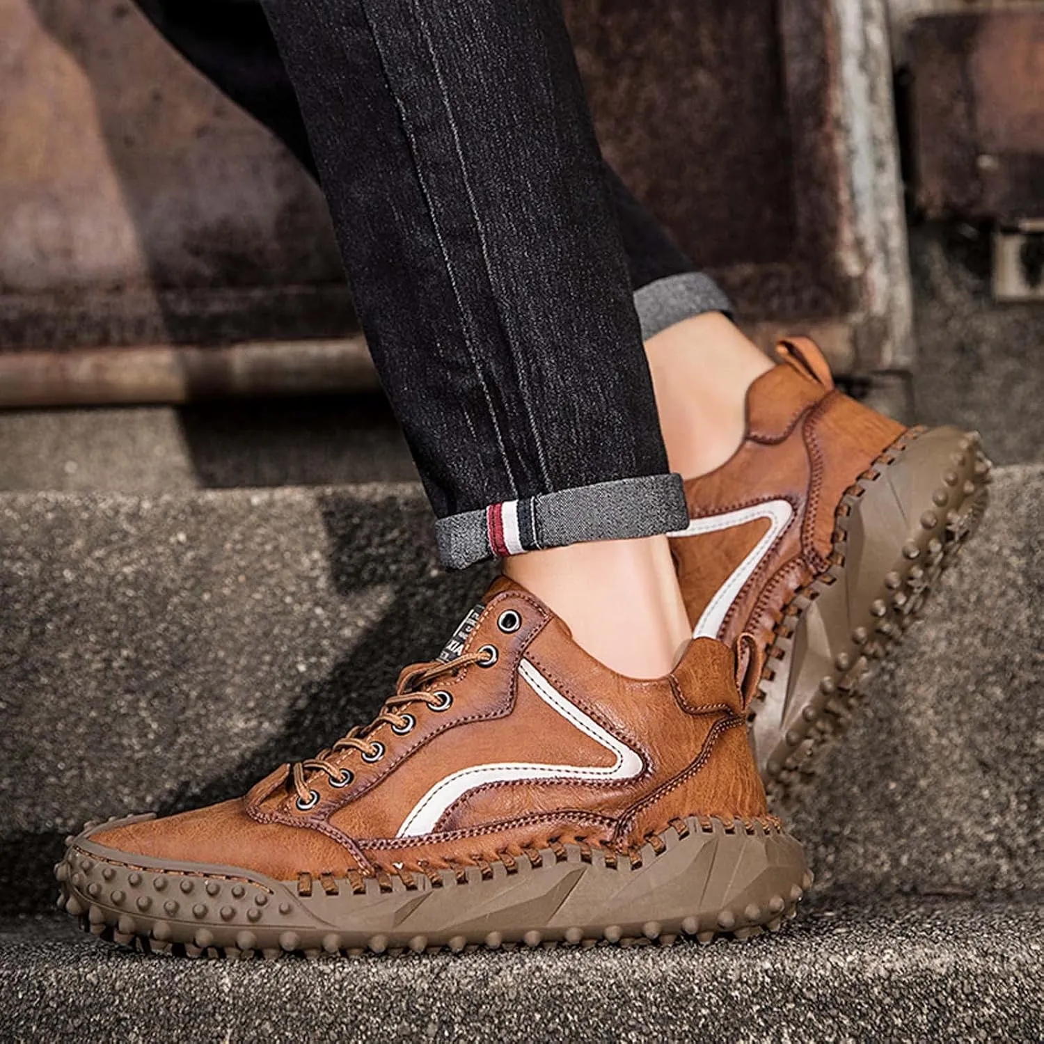 Mens Hiking Shoes, Mens Leather Boots, Slip-Ons Lightweight Comfortable Casual Chukka Boots Mens Fashion Sport Business