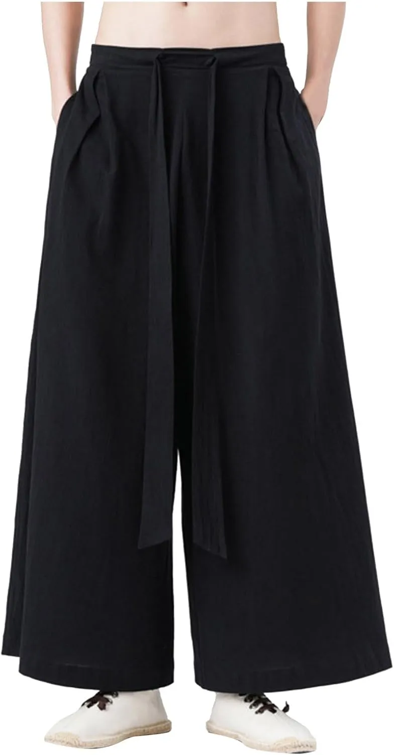 Mens Hippie Pants Ninja Baggy Casual Comfy Lounge Linen Men Y2k Aesthetic Trousers for Wear Trouser