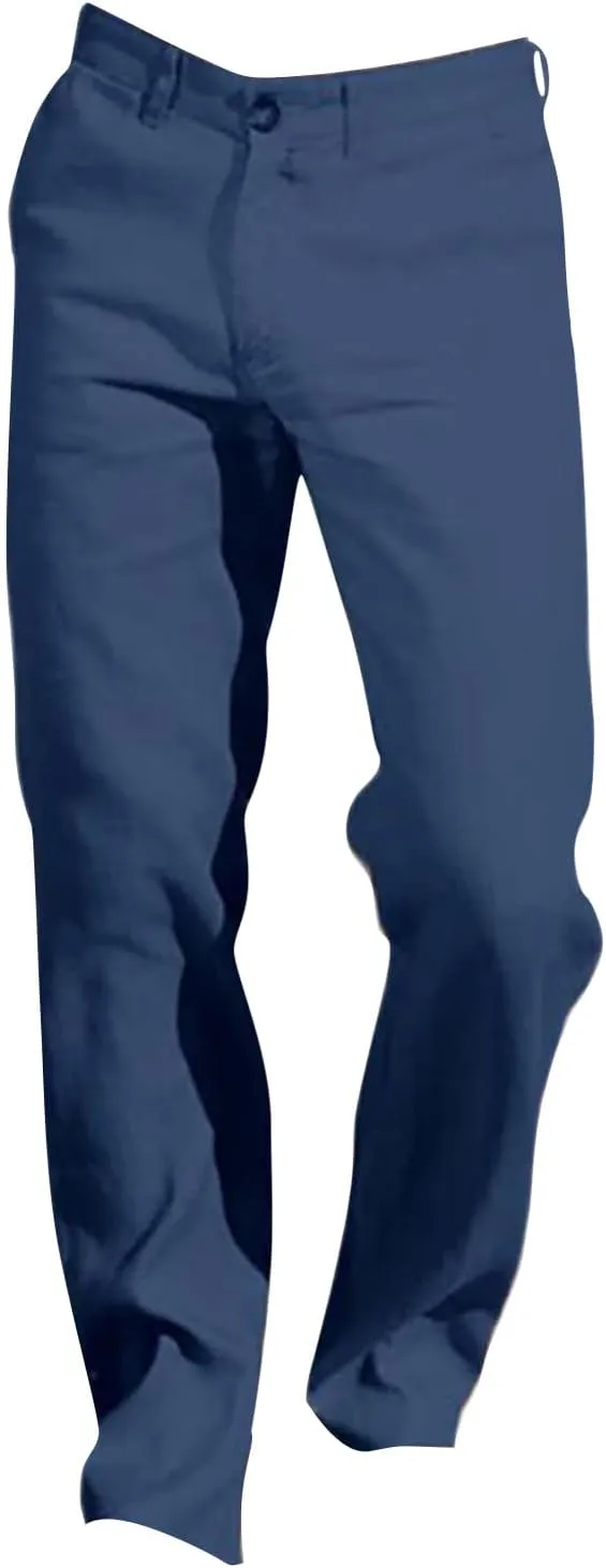 Mens Linen Pants Casual Classic Flat Front Chino Pants Casual Lightweight Straight Leg Summer Beach Trousers