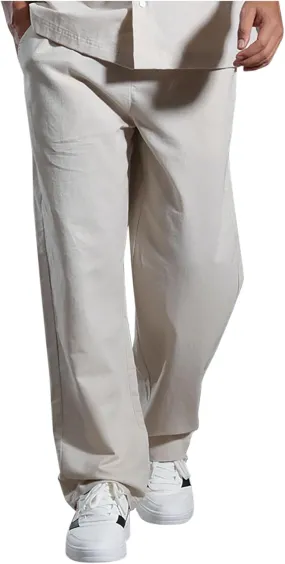 Mens Linen Pants Casual Straight Leg Pants Loose Summer Trousers Lightweight Lounge Pants Slim Fit Dress Pants