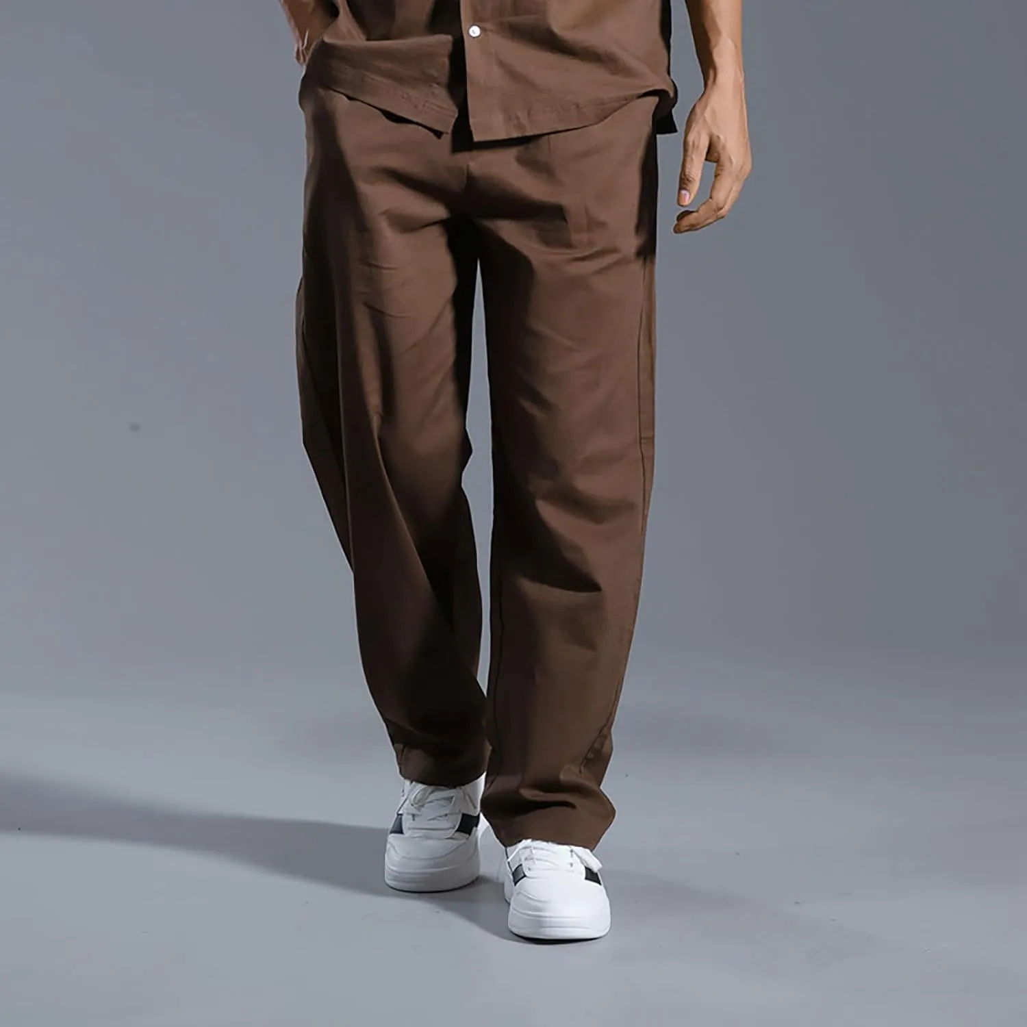 Mens Linen Pants Casual Straight Leg Pants Loose Summer Trousers Lightweight Lounge Pants Slim Fit Dress Pants