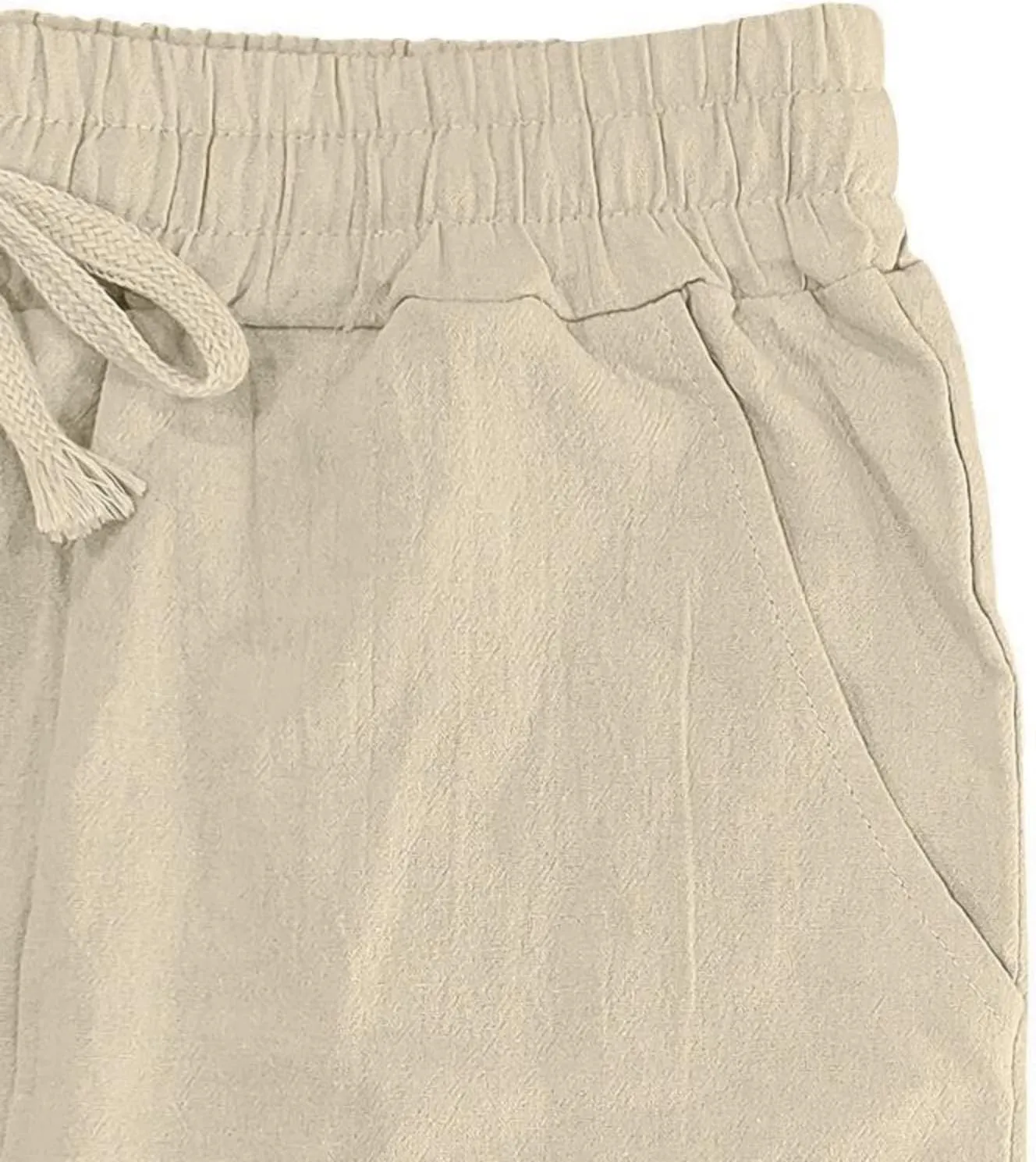 Mens Linen Pants Casual Vintage Loose Fit Wide Legs Trouser Drawstring Elastic Waist American Flag Print Hip Hop Pant