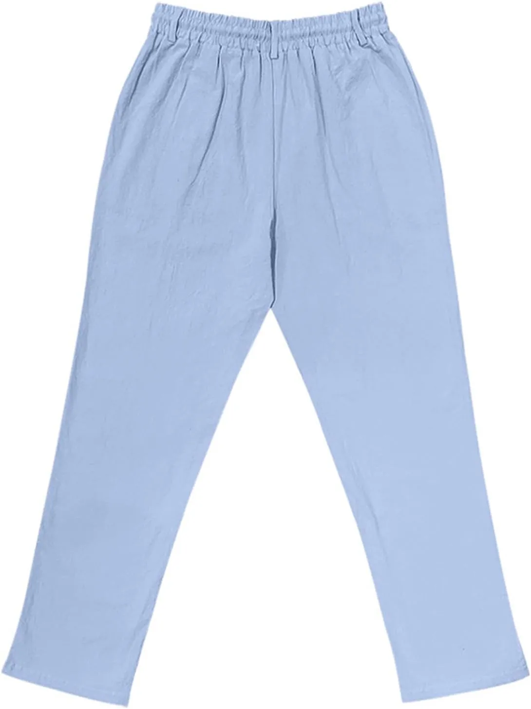 Mens Linen Pants Elastic Waist Drawstring Lightweight Pant Loose Fit Summer Beach Yoga Trousers Casual Pants