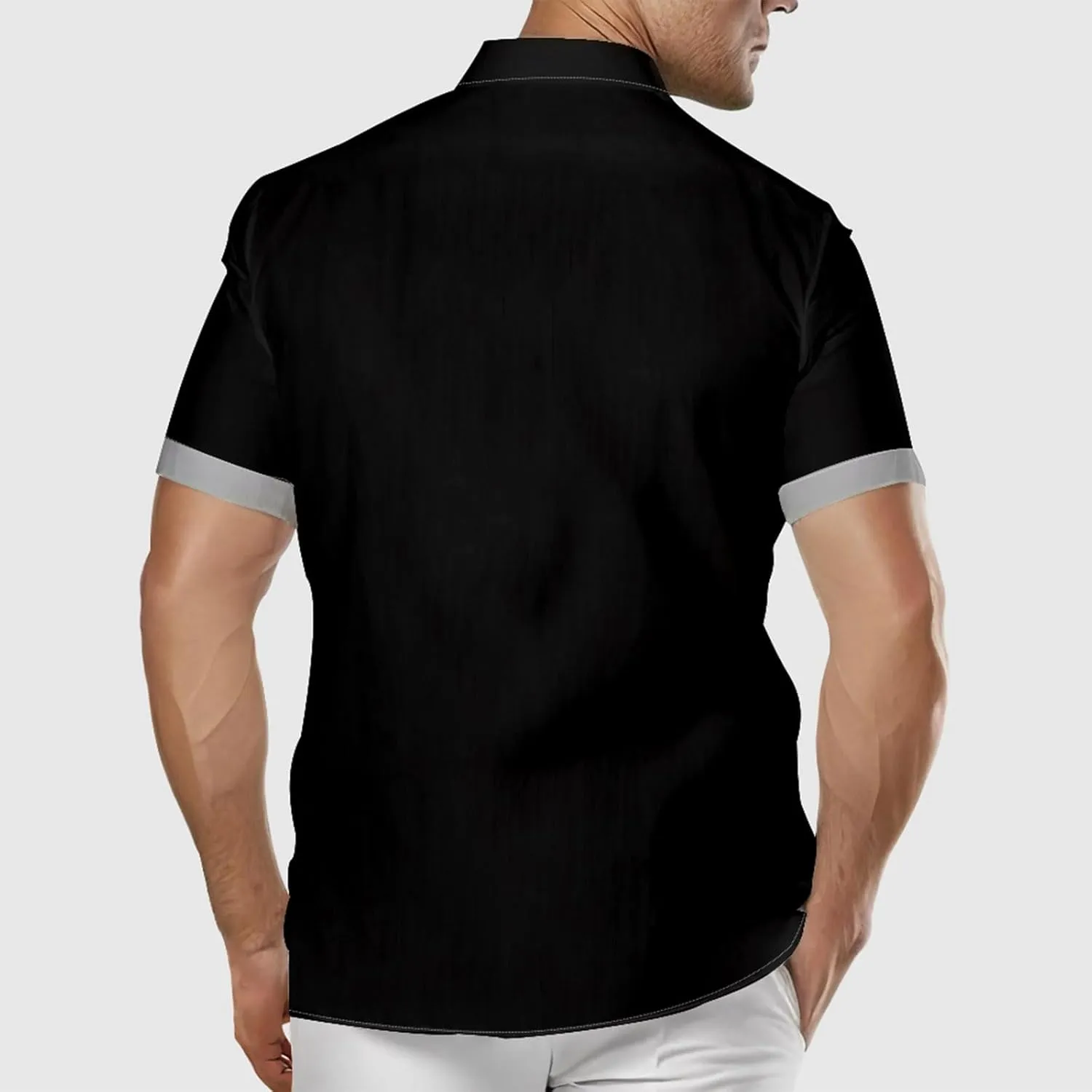 Mens Linen Shirt Mens Short Sleeve Button Down Shirts Collared Summer Beach T-Shirts Vacation Tops
