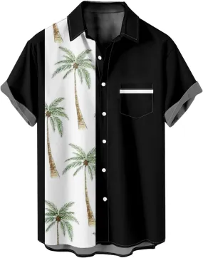 Mens Linen Shirt Mens Short Sleeve Button Down Shirts Collared Summer Beach T-Shirts Vacation Tops