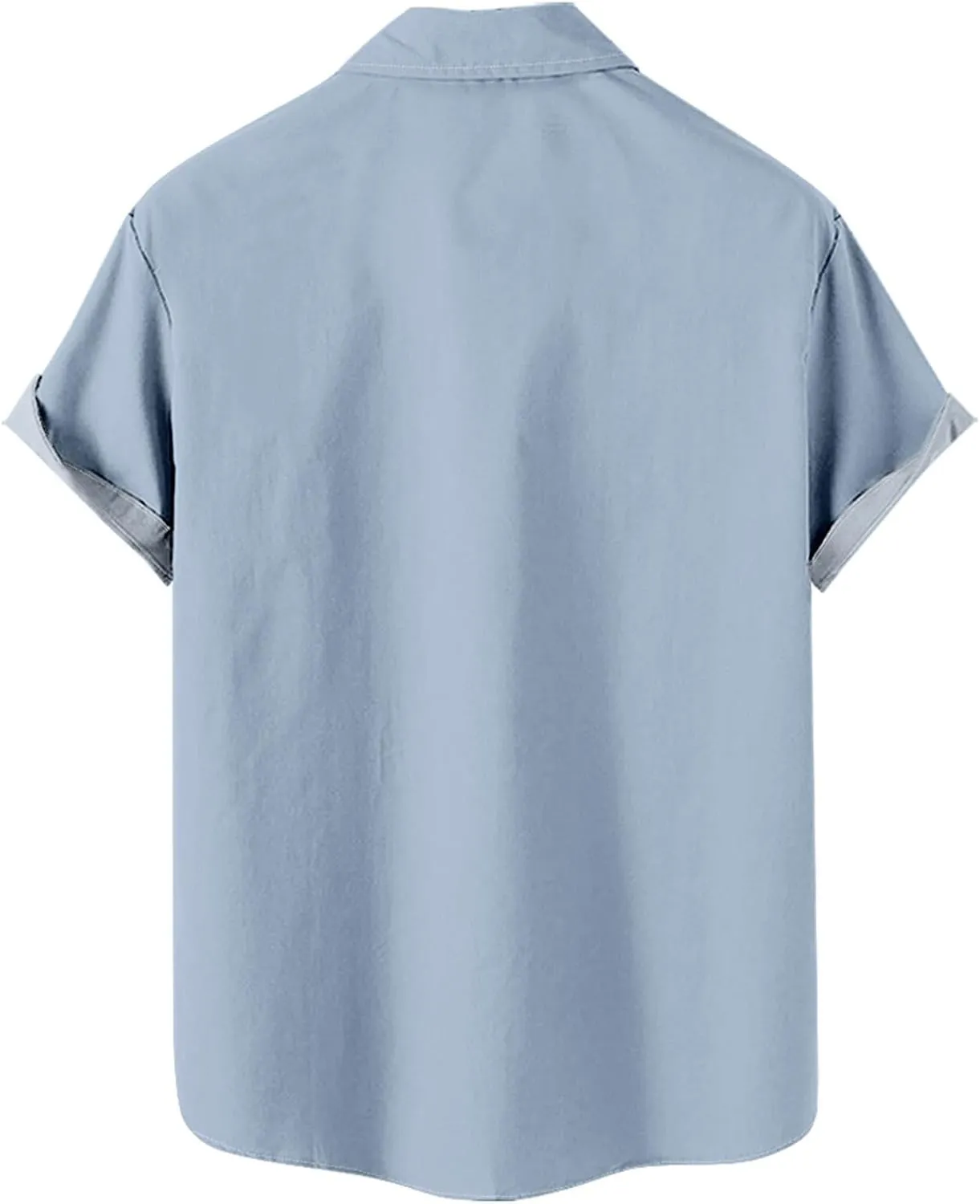 Mens Linen Shirt Mens Short Sleeve Button Down Shirts Collared Summer Beach T-Shirts Vacation Tops