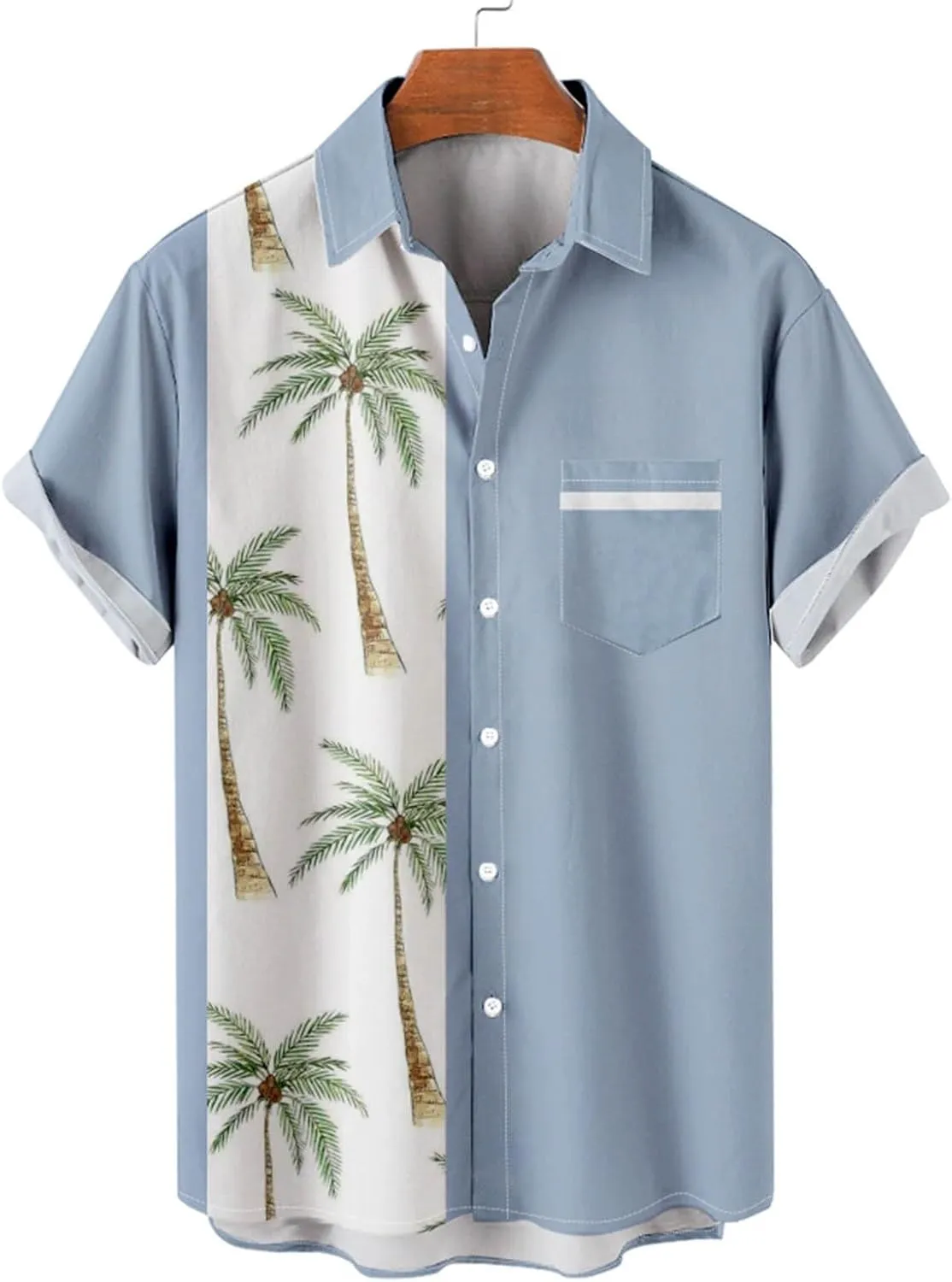 Mens Linen Shirt Mens Short Sleeve Button Down Shirts Collared Summer Beach T-Shirts Vacation Tops