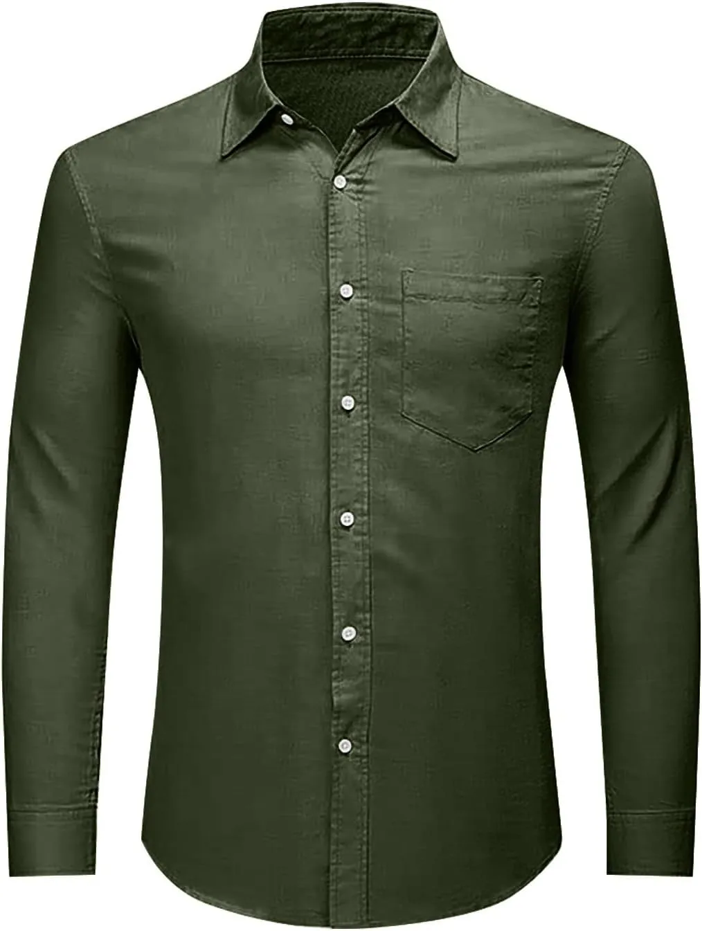 Men's Linen Shirts Button Down Collar Long Sleeve Dress Shirt Tropical Summer Casual Hawaiian Beach Untucked Tops