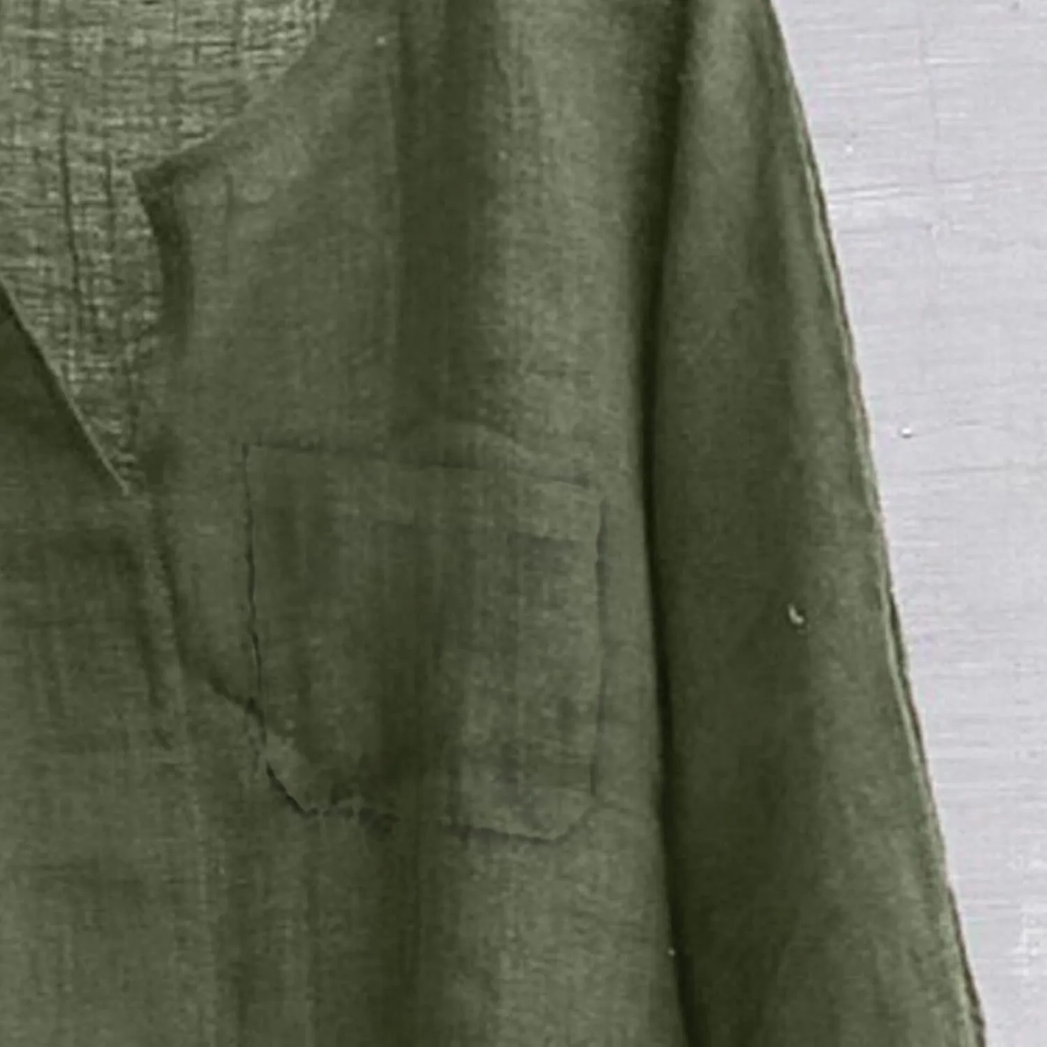 Men's Linen Shirts Long Sleeve Pocket Roll Up Collar Quick-Dry Loose Fit Solid Classic Cool Stylish Lightweight Shirt