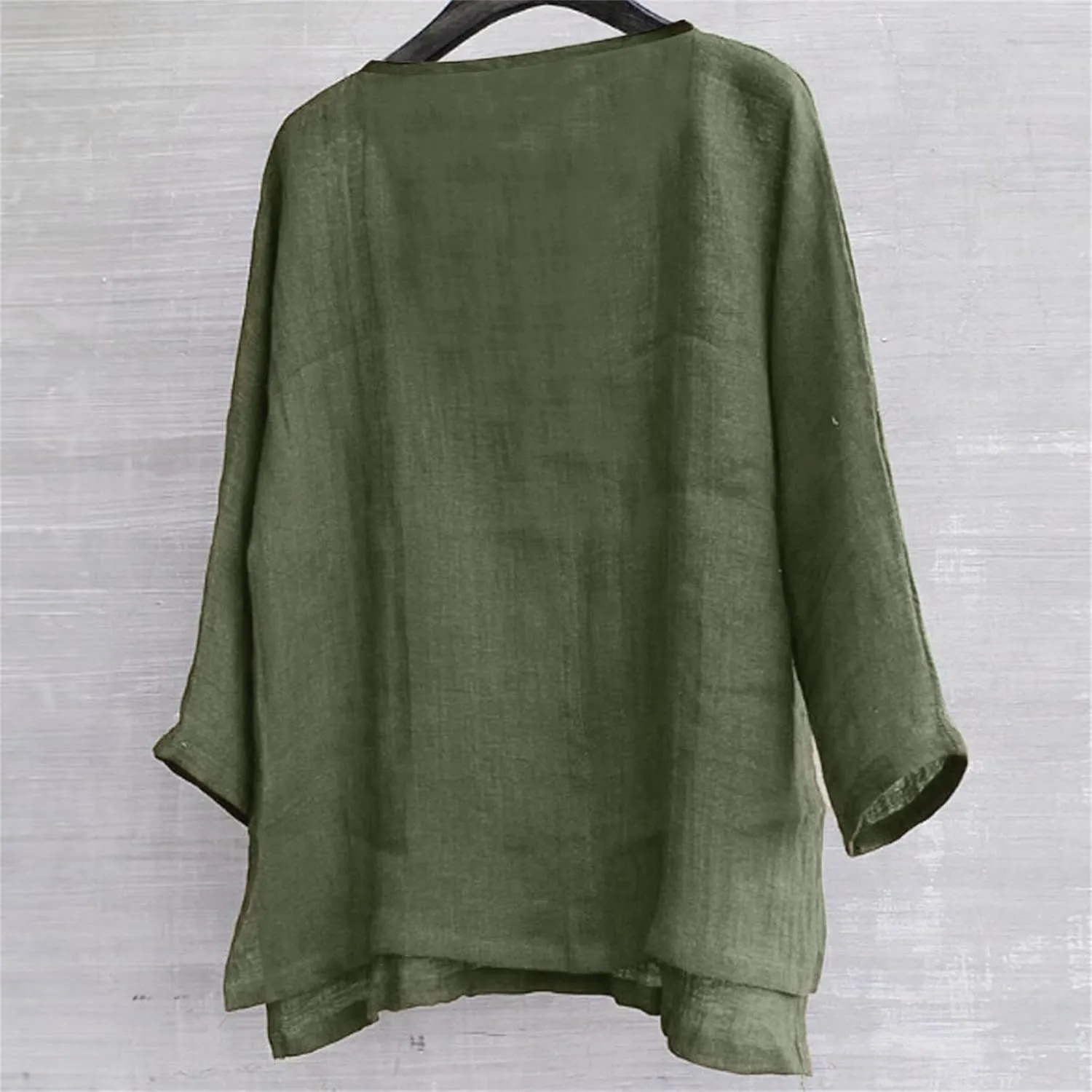 Men's Linen Shirts Long Sleeve Pocket Roll Up Collar Quick-Dry Loose Fit Solid Classic Cool Stylish Lightweight Shirt