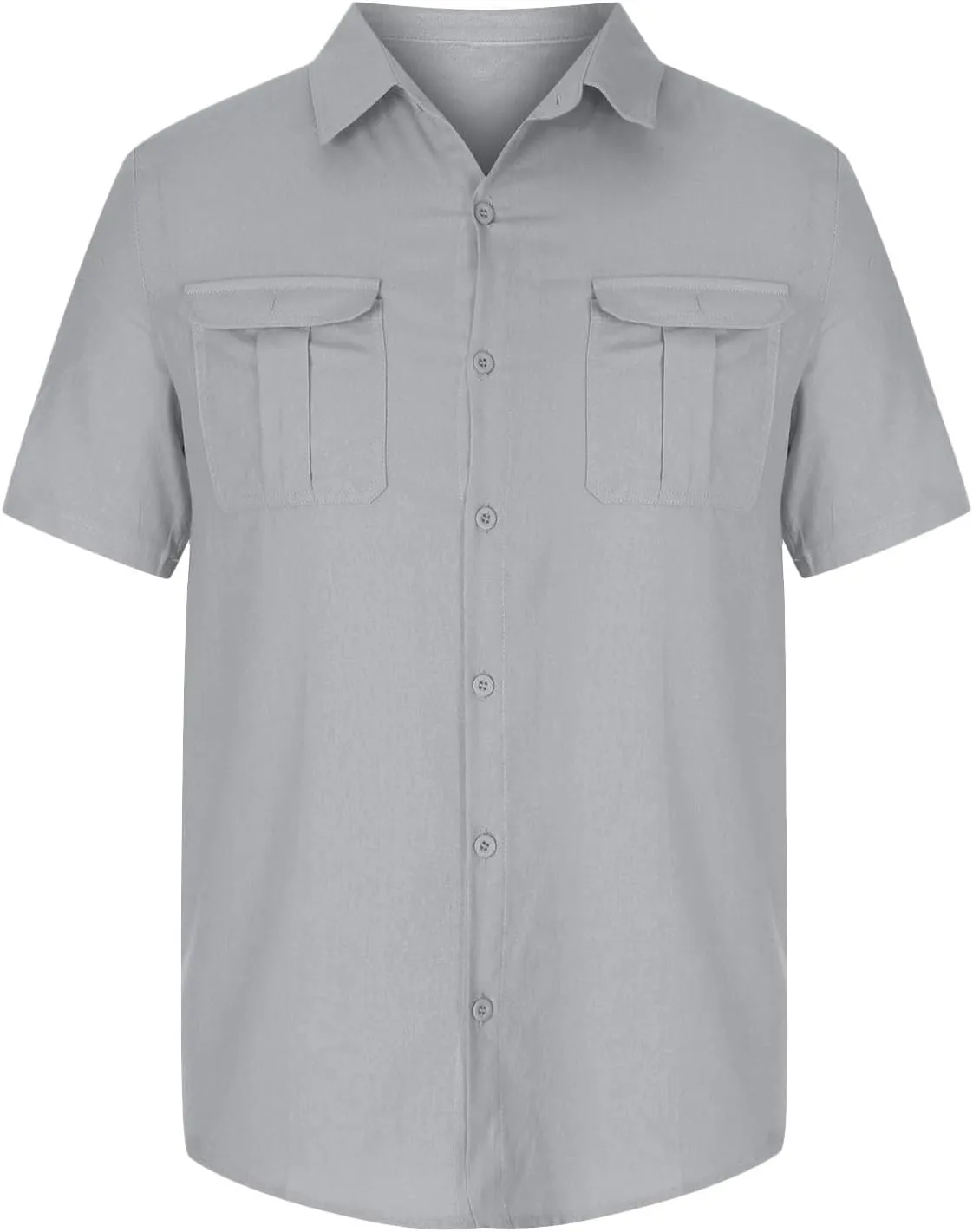 Mens Linen Shirts Short Sleeve Button Down Casual Fishing Shirt Business Dress Clothing Cuban Camp Shirts Summer Tops