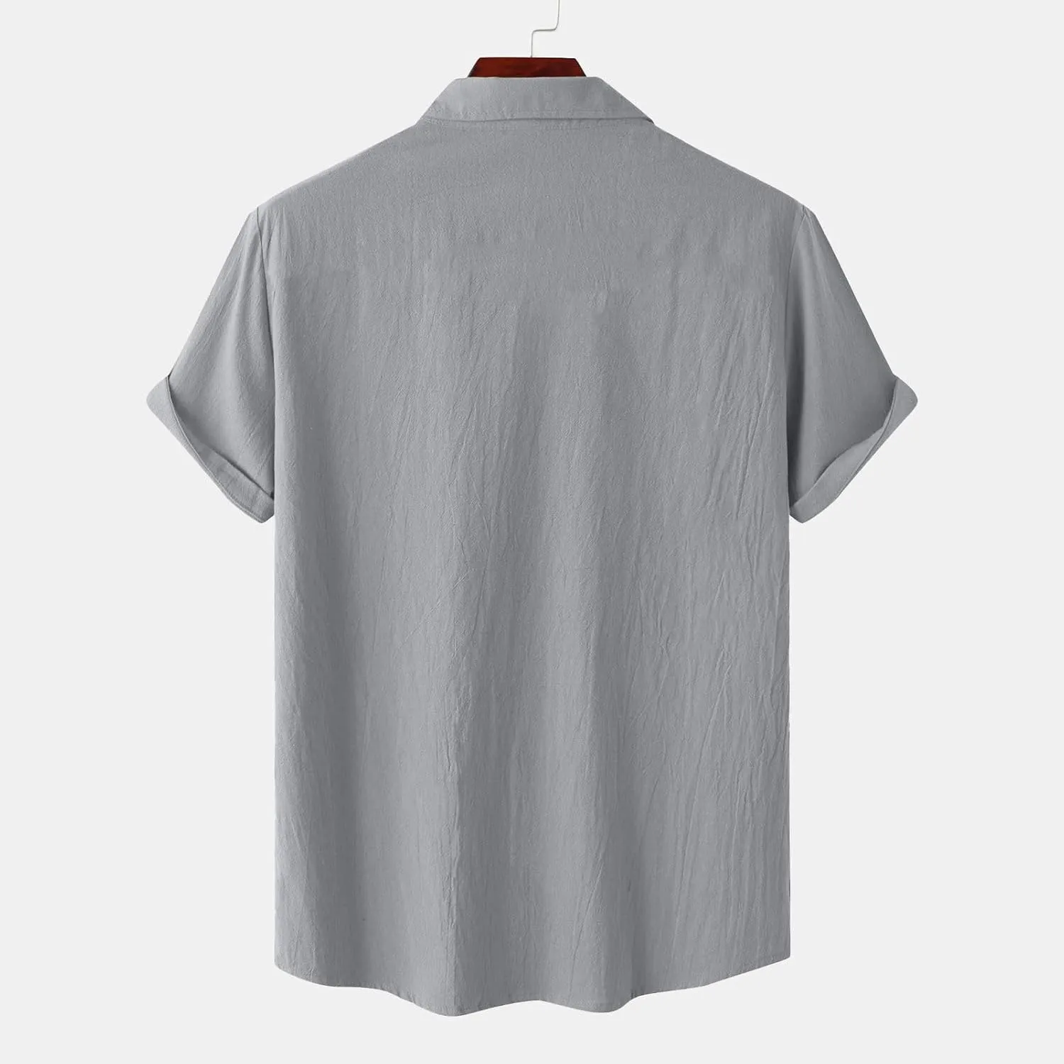 Mens Linen Shirts Short Sleeve Button Down Casual Fishing Shirt Business Dress Clothing Cuban Camp Shirts Summer Tops