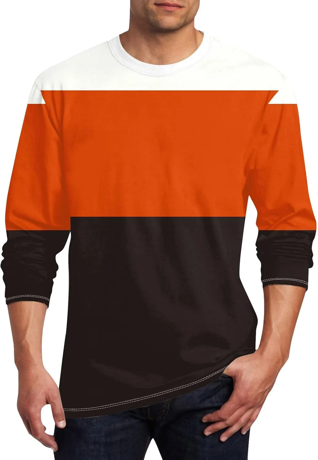 Mens Long Sleeve Striped T-Shirts Crewneck Basic Shirts Tee Shirts for Men Casual Lightweight T Shirts Tops