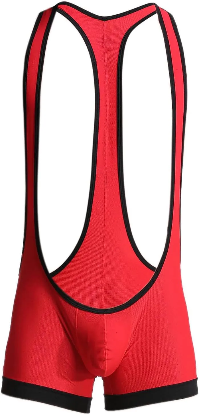 Mens One Piece Cutout Bodysuit with Boxer Briefs Wrestling Singlet Jumpsuit Sexy Stretch Breathable Lingerie Clubwear